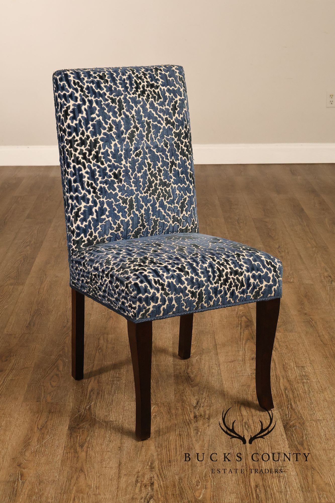 Contemporary Set of Eight Upholstered Dining Chairs