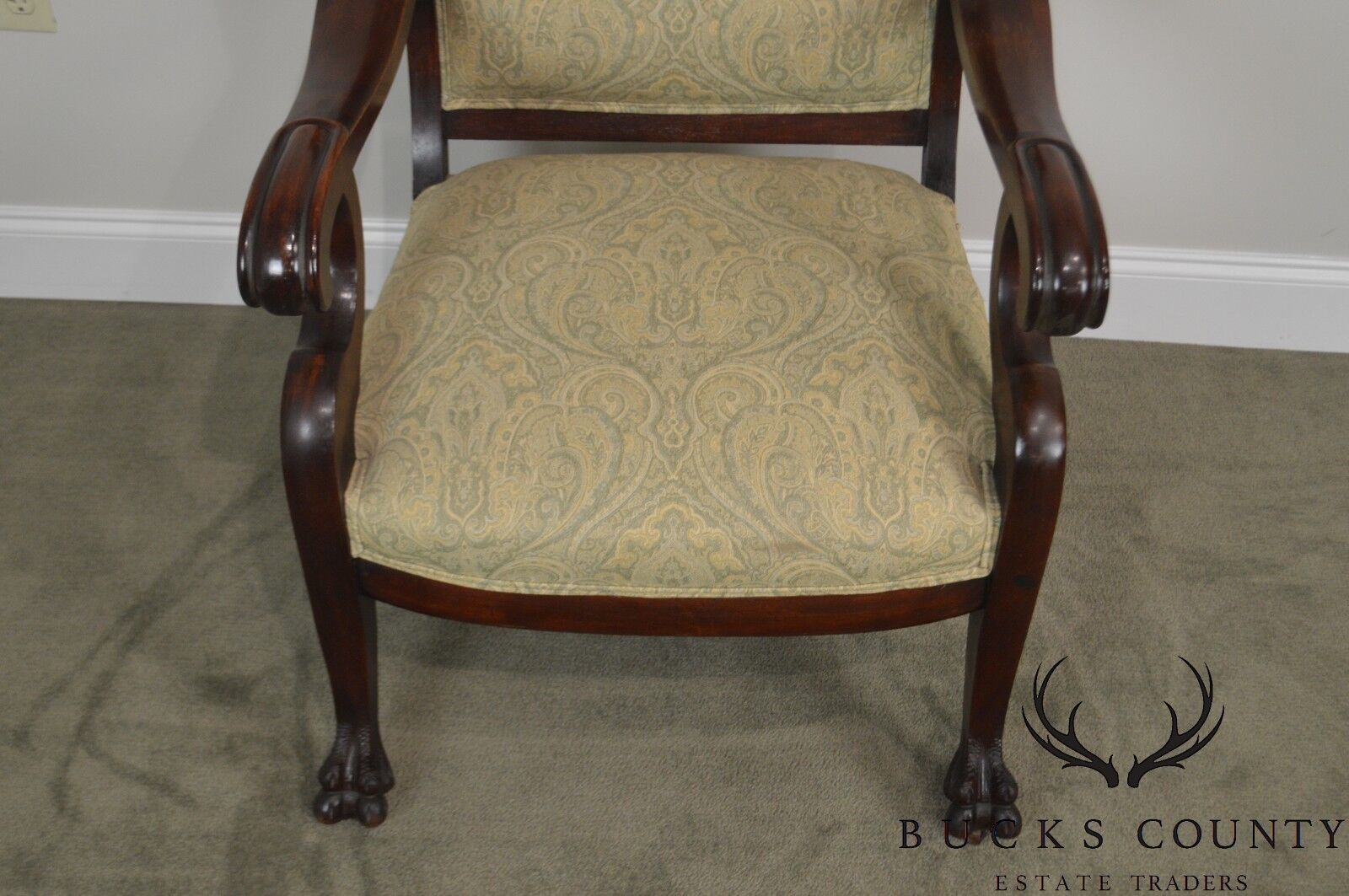 Victorian Renaissance Carved Mahogany Pair of His & Hers Arm Chairs