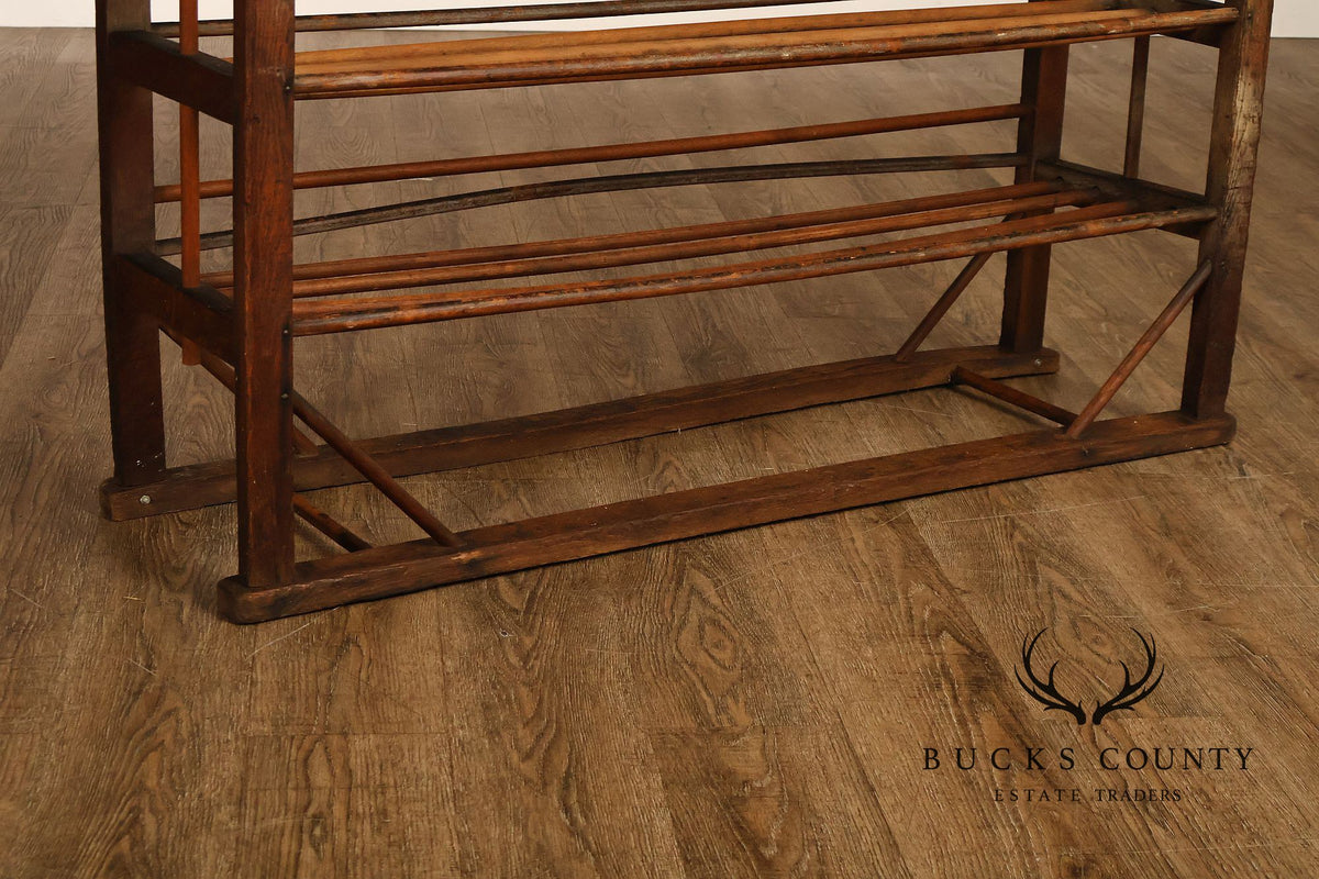 Antique Six-Tier Wooden Shoe Drying Rack