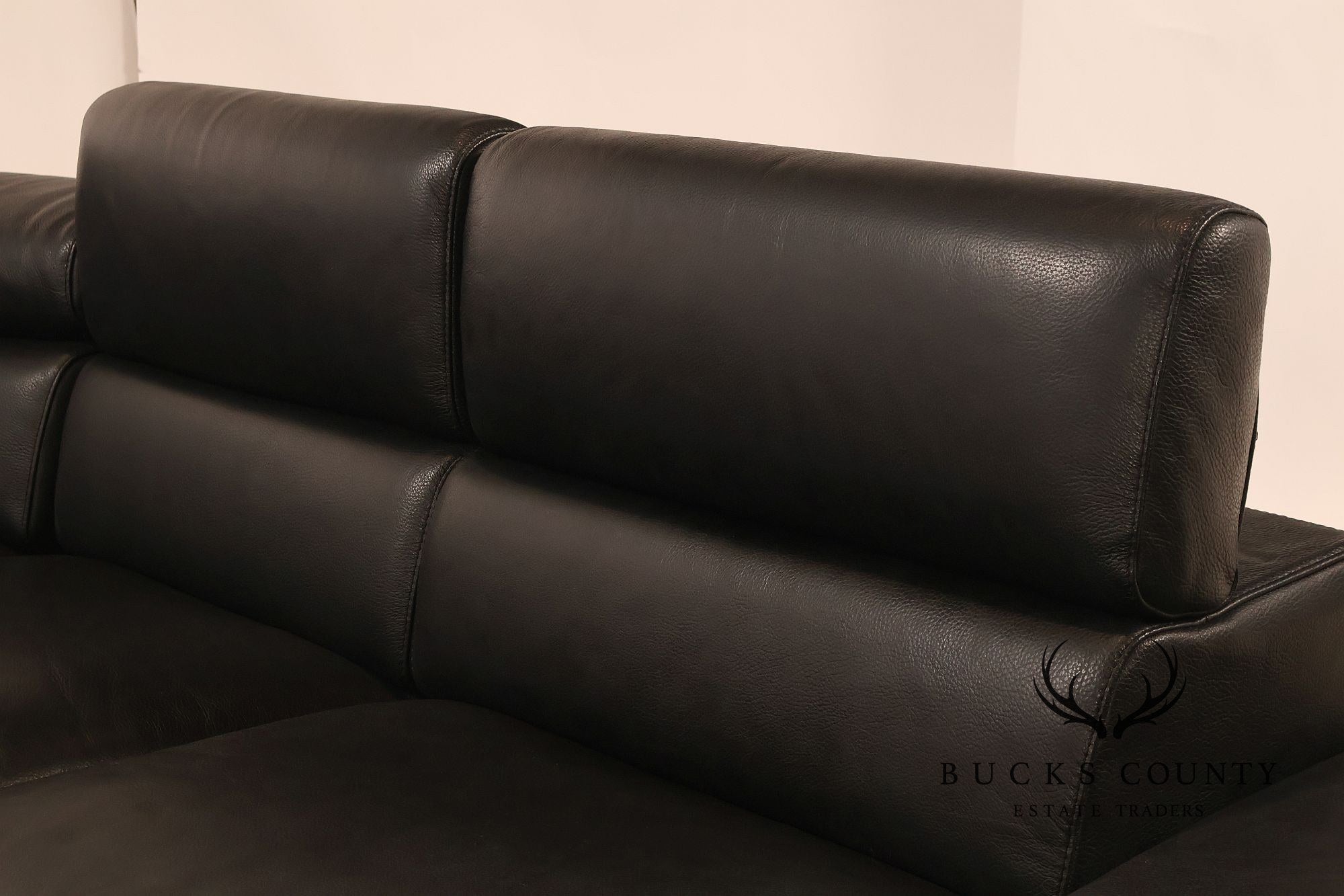 Italian Homes Contemporary Black Leather Sectional Sofa