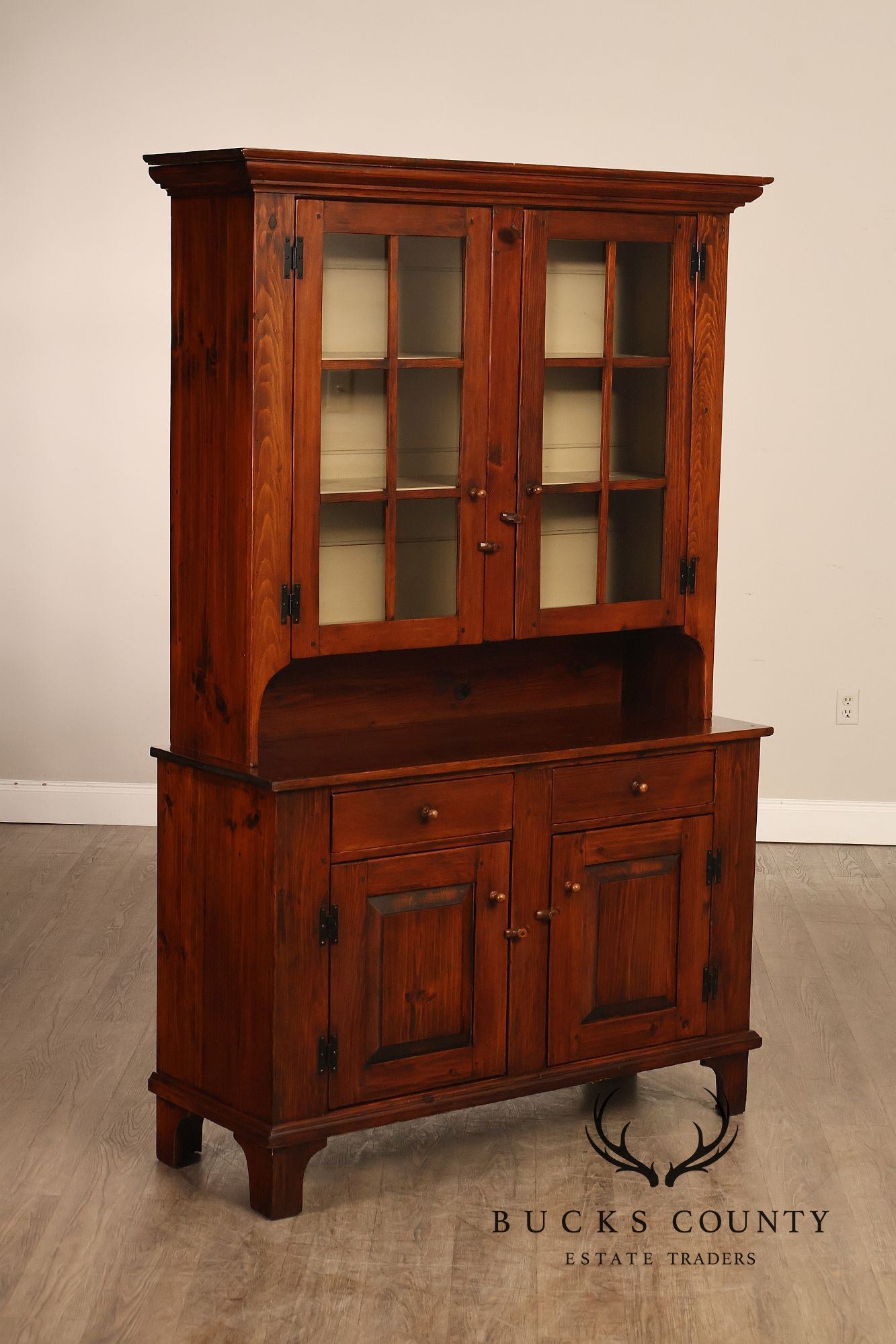 Stephen Von Hohen Pine Two Piece Stepback Cupboard