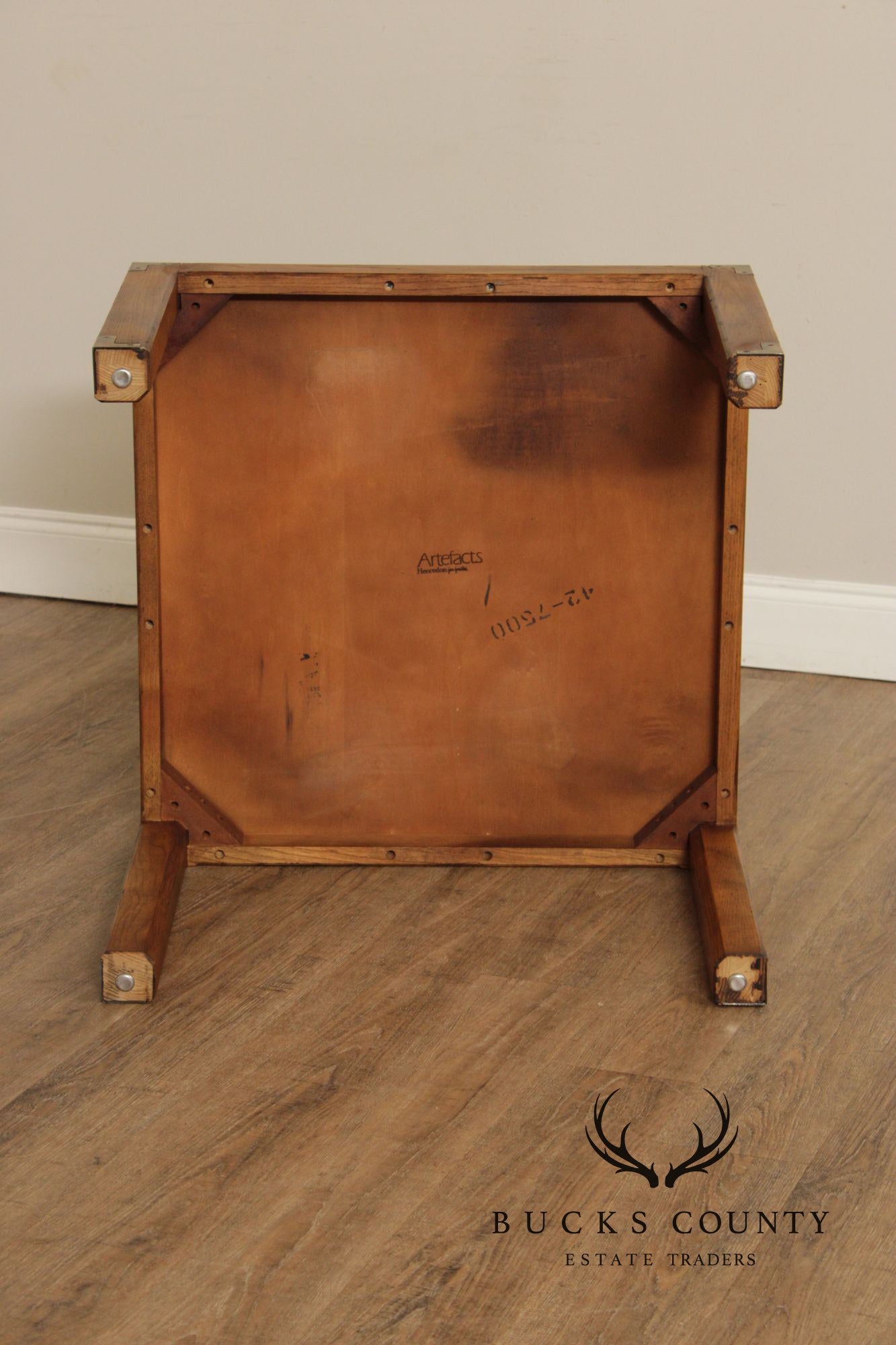 Henredon 'Artefacts' Oak and Brass Campaign End Table