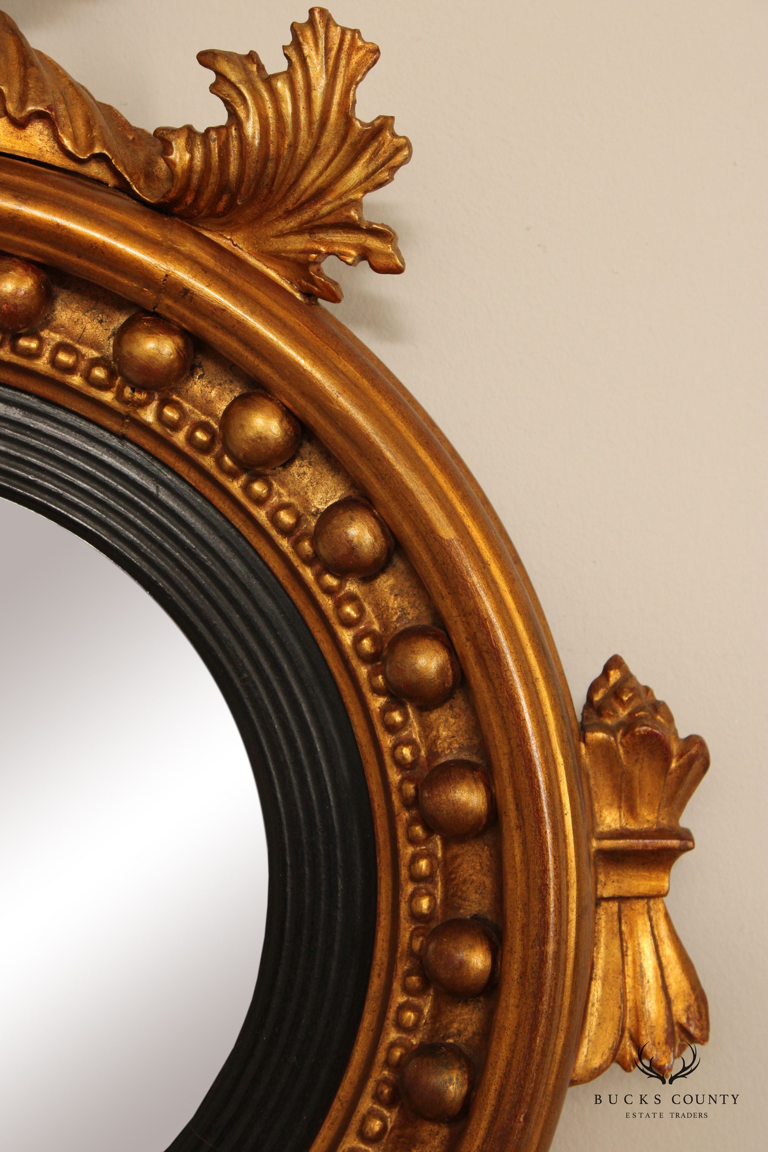 Federal Style Giltwood Eagle Carved Convex Wall Mirror