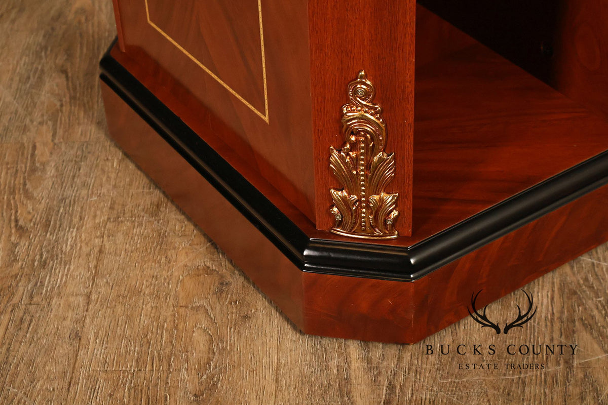 Neoclassical Empire Style Greek Key Mahogany Telephone Stand Cabinet