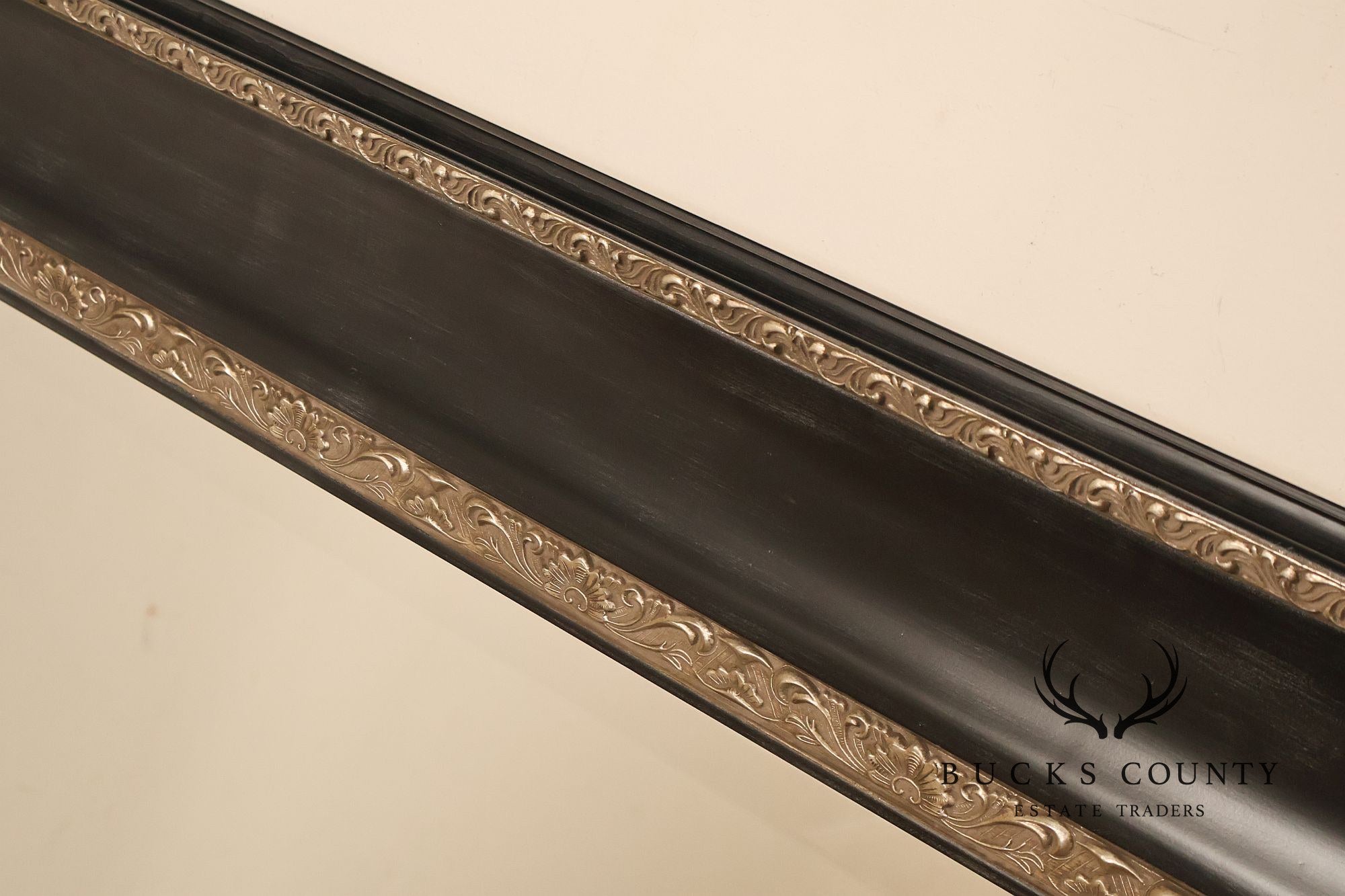 Large Black And Silver Beveled Wall Mirror