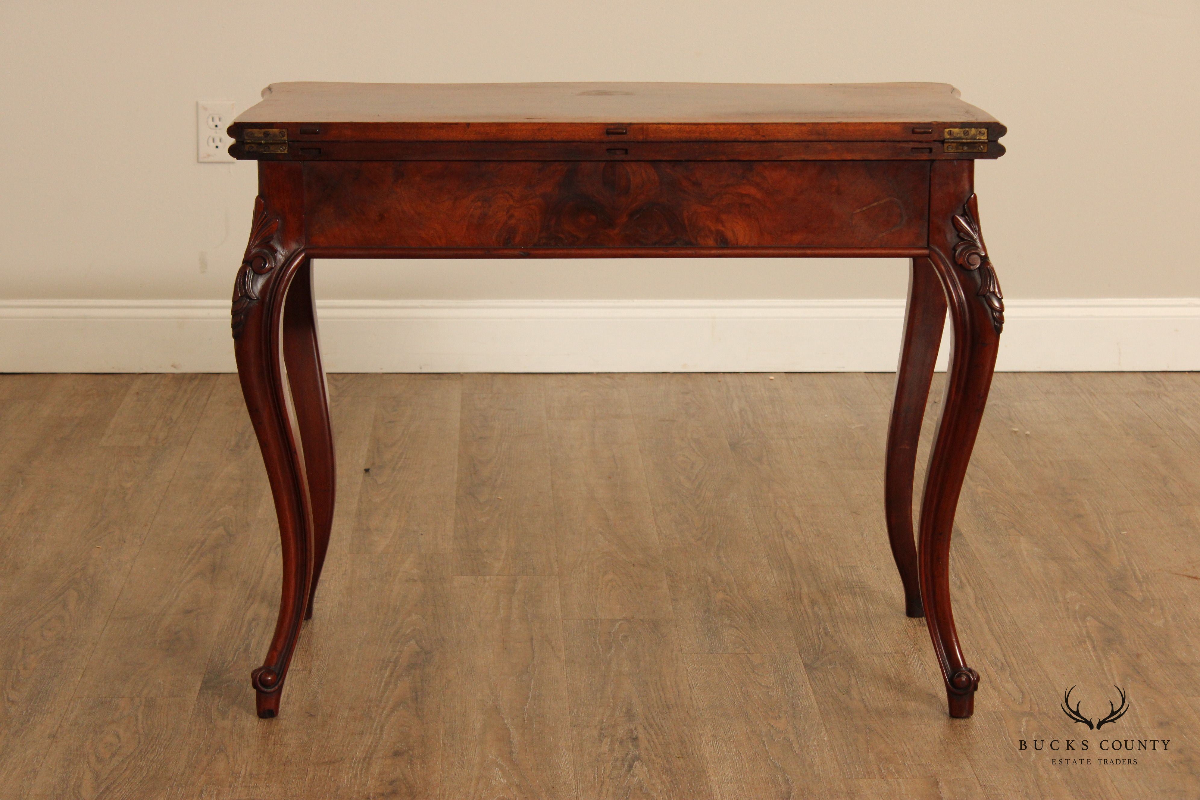 Antique French Louis XV Style Walnut Folding Card Table