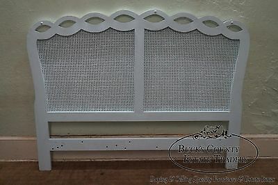 Vintage French Louis XV Style Painted Cane Back Queen Size Headboard