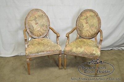 Jeffco French Louis XVI Style Pair of Fauteuils Arm Chairs (B)