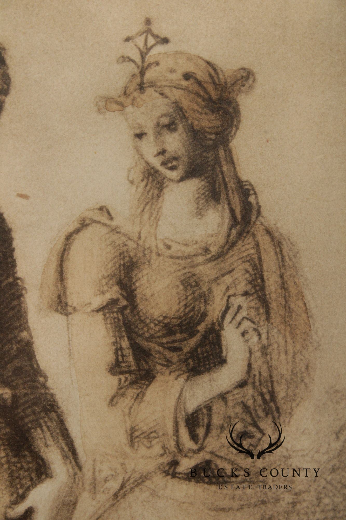 Classical Style Framed Print, Pair of Allegorical Figures