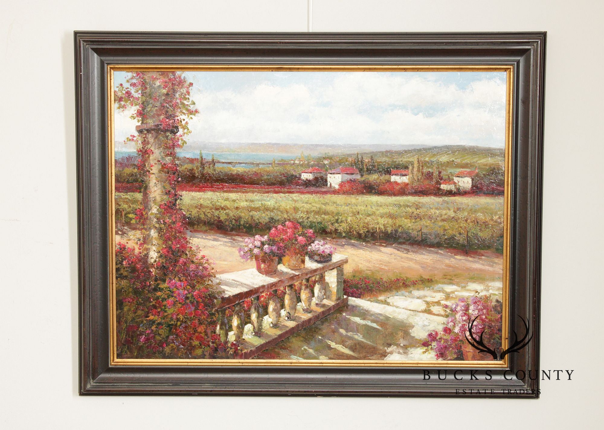 Impressionist Style Framed Impasto Oil Painting, Tuscan Landscape