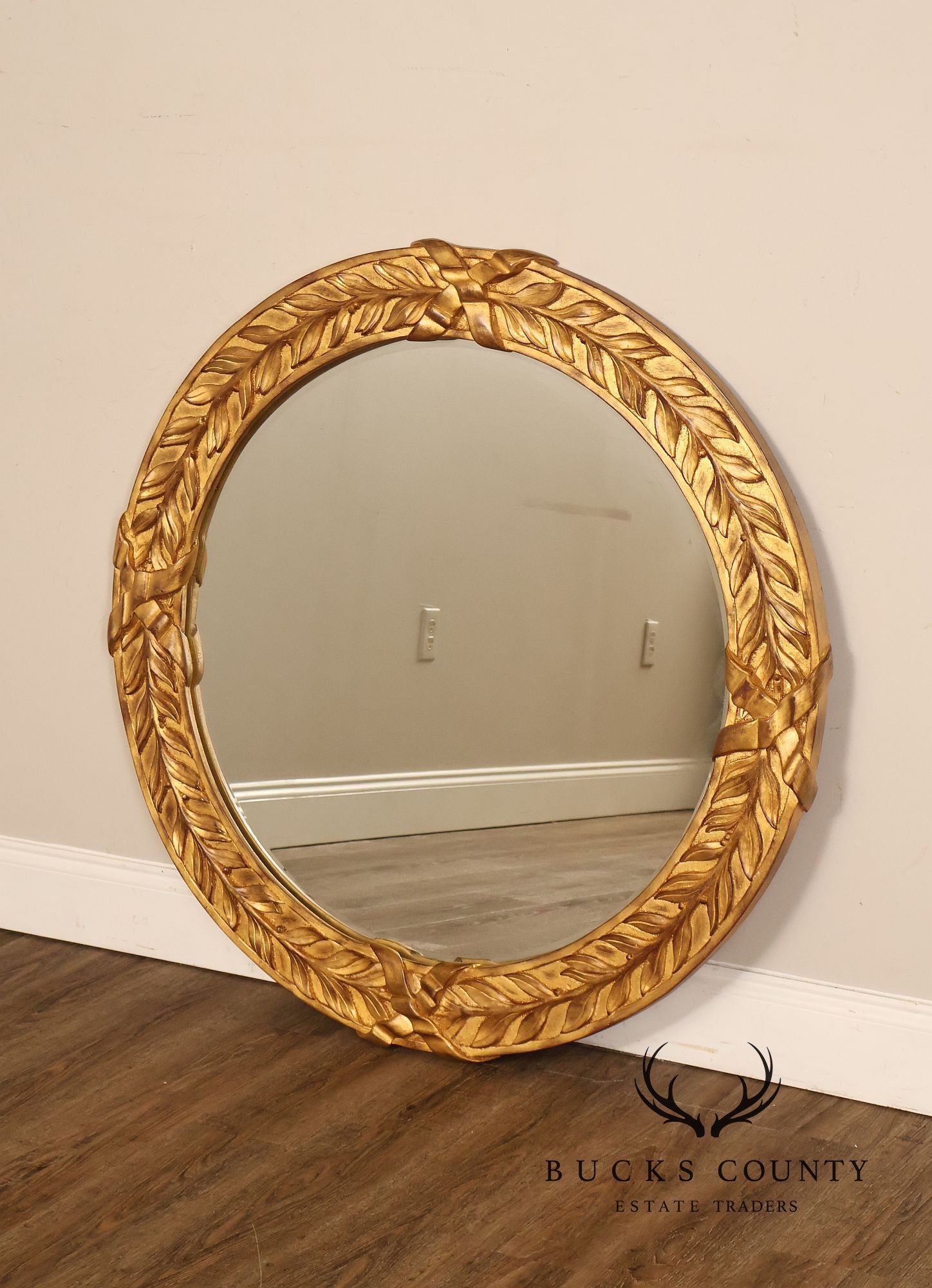 Neoclassical Style Round Giltwood Wall Mirror