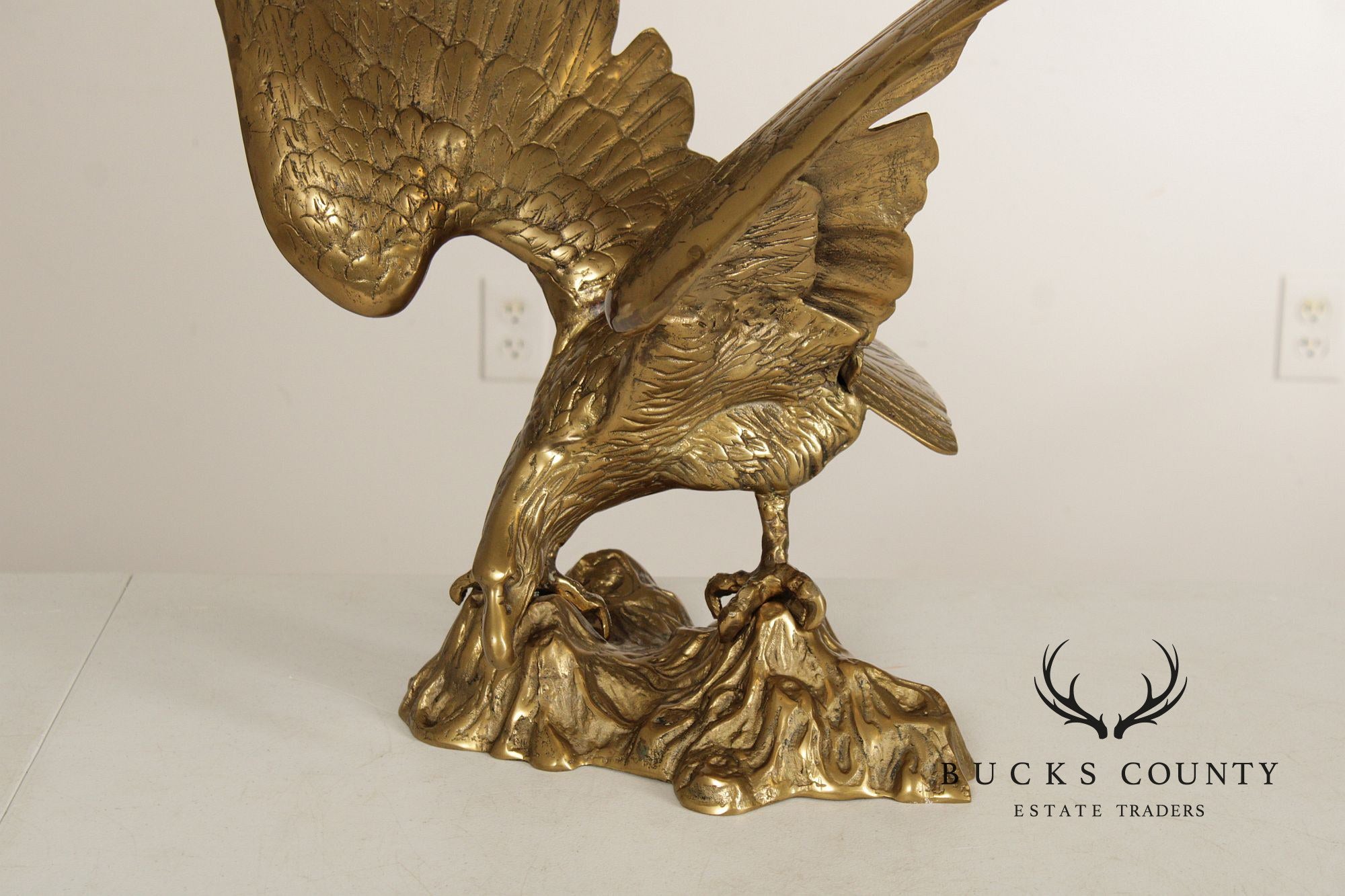 Large Vintage Brass Eagle Statue