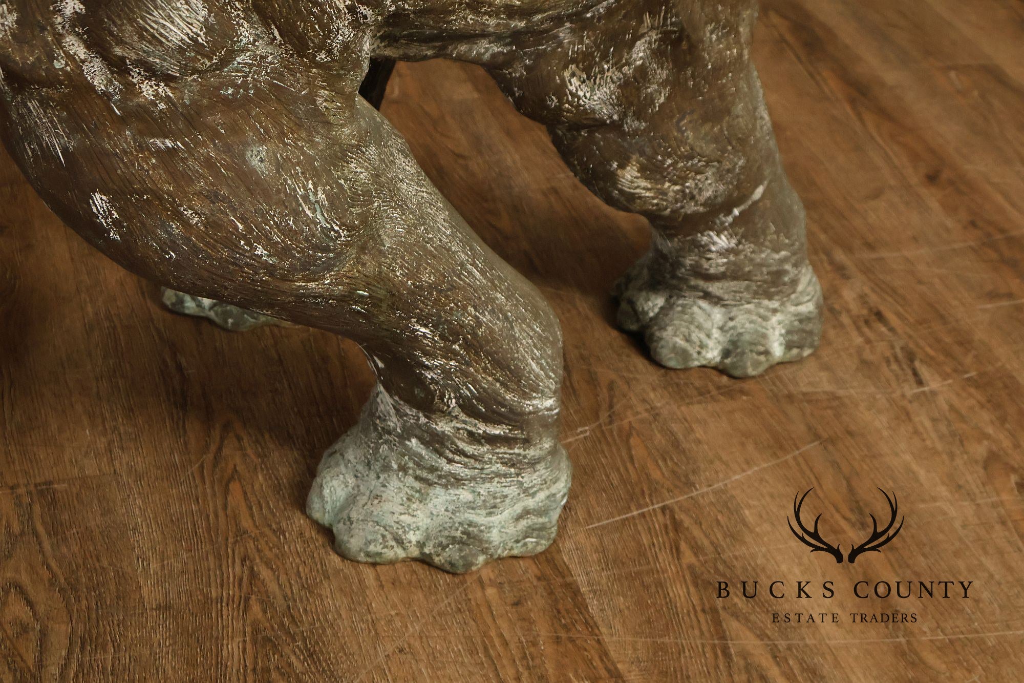Monumental Cast Bronze Raised Trunk Elephant Garden Statue
