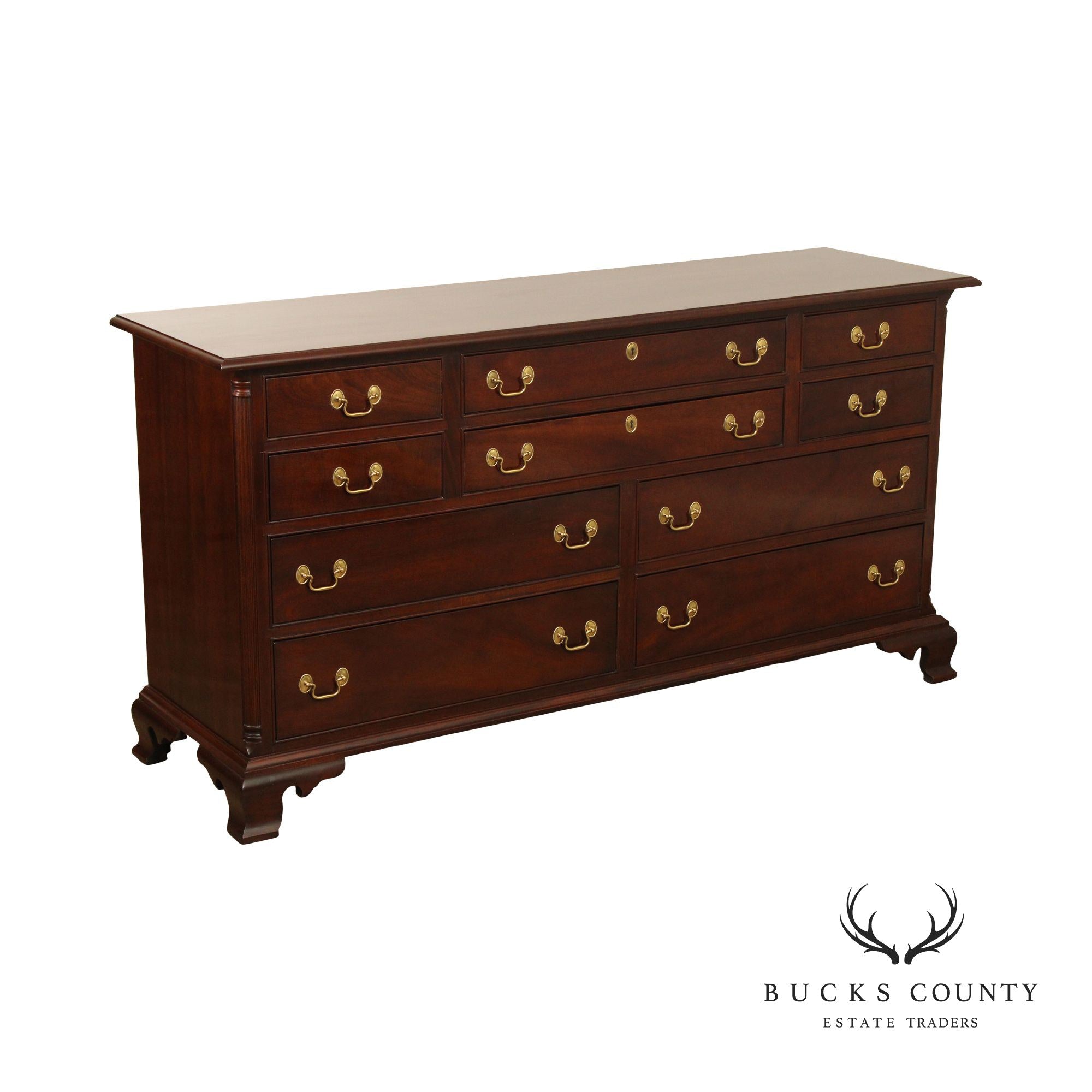 L. & J.G. Stickley Chippendale Style Mahogany Long Chest