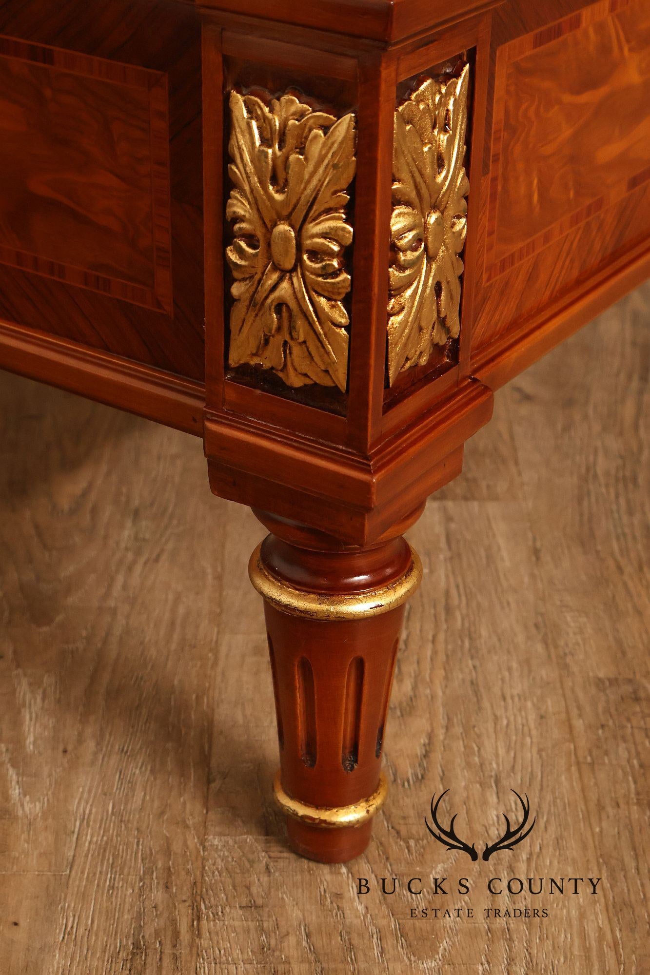 Quality Louis XVI Style Burlwood King Size High Back Bed