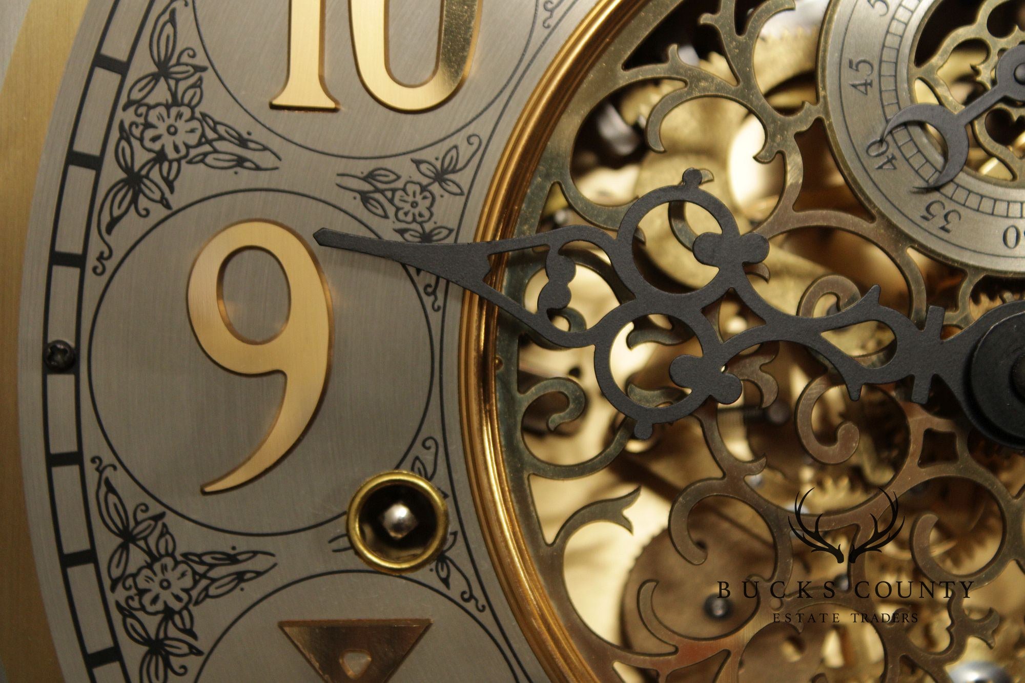 Sligh Mahogany Inlaid Grandfather Clock With Moon Phase Dial