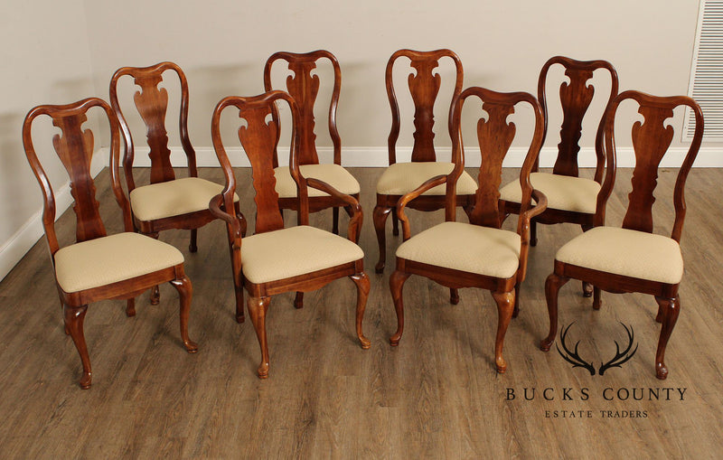 Thomasville Queen Anne Style Set of Eight Cherry Dining Chairs