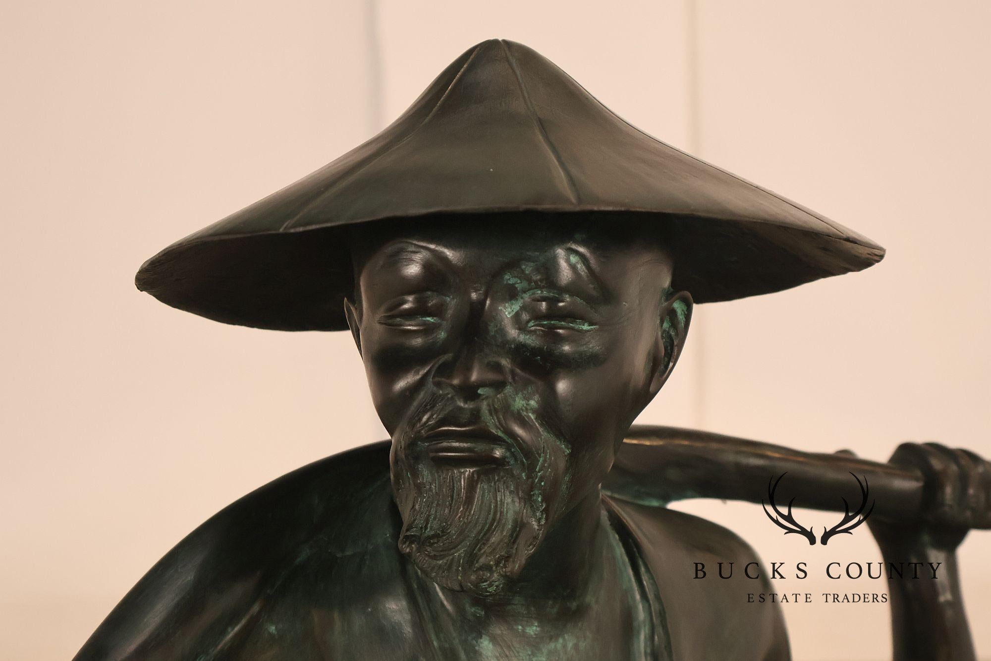 Asian Style Bronze Water Carrier Figural Sculpture