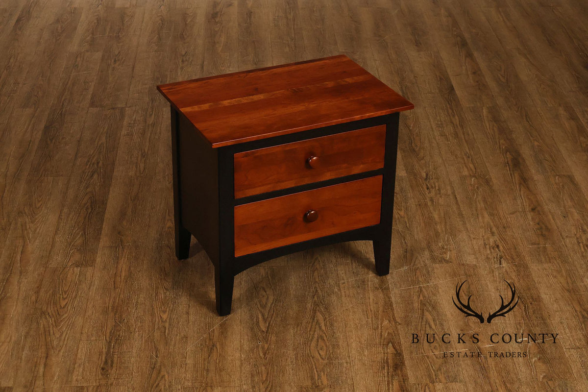 Ethan Allen American Impressions Pair Of Two-Tone Cherry Two Drawer Nightstands