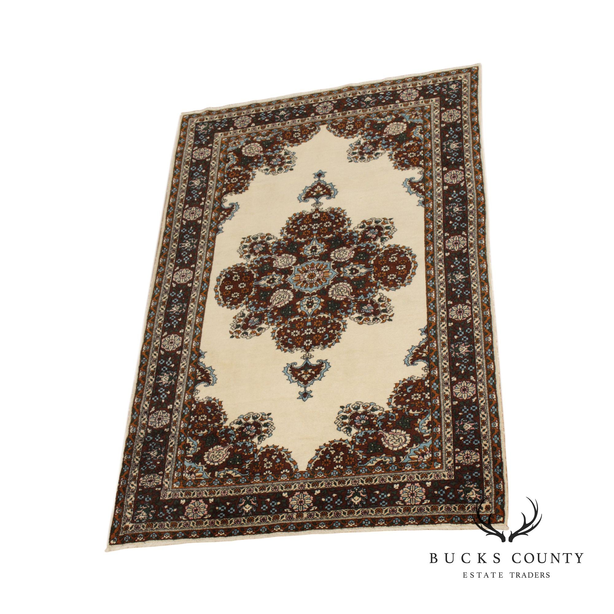 Vintage Hand Woven Persian Wool Medallion Area Rug