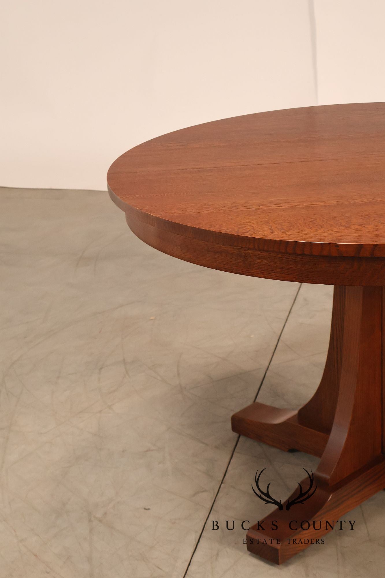 Stickley Mission Collection 46" Round Oak Pedestal Dining Table