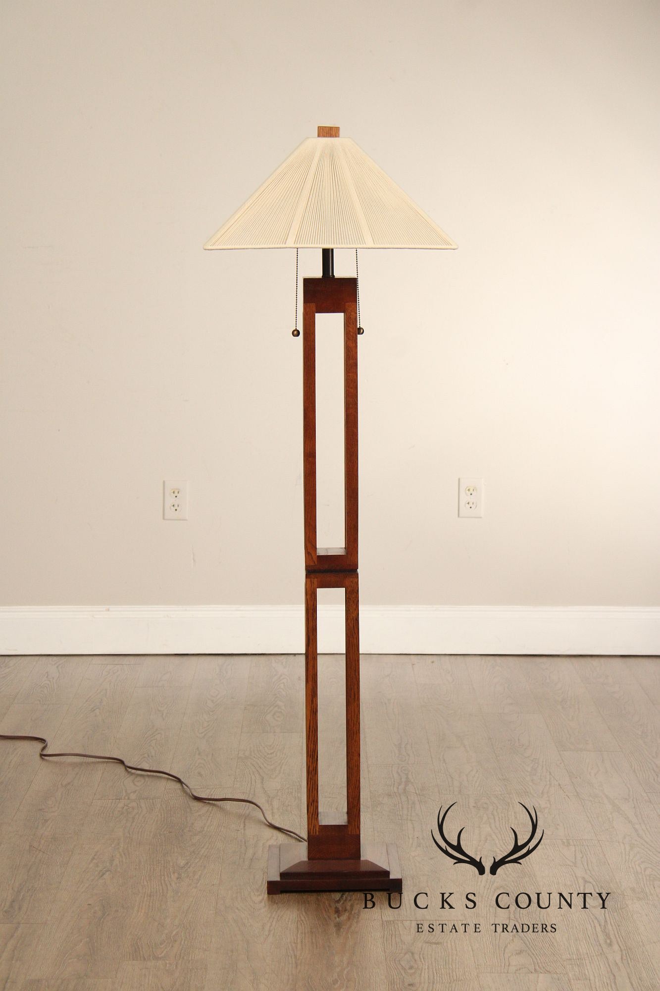 Quoizel Arts & Crafts Style Oak Floor Lamp