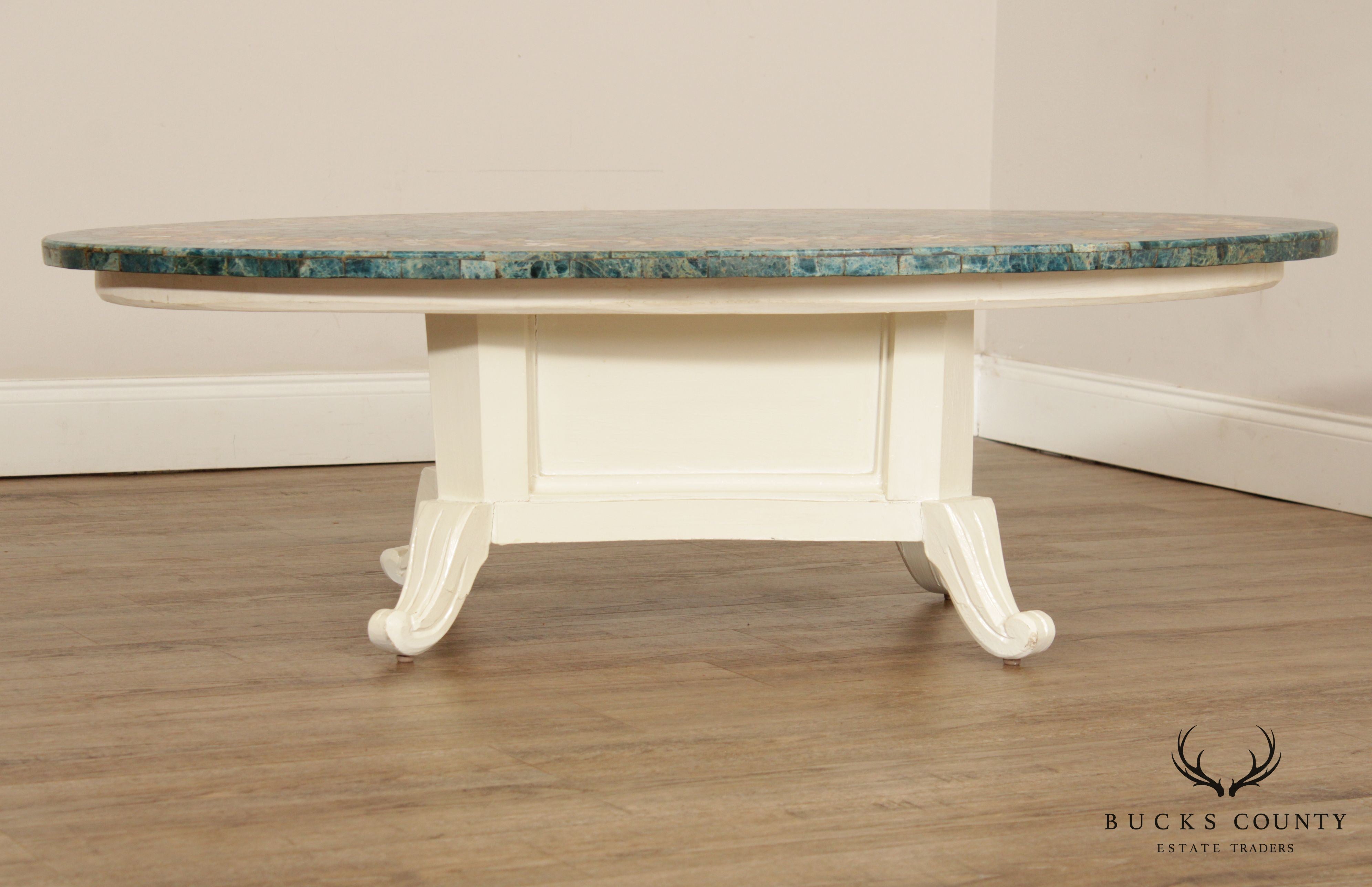 Mid Century Mosaic Marble Top Coffee Table