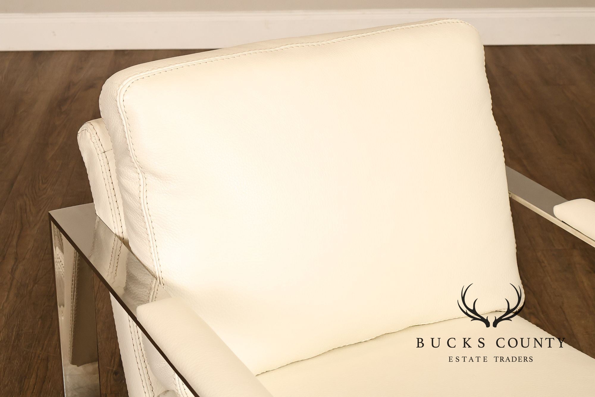 Modern Style Chrome and Leather Lounge Chair