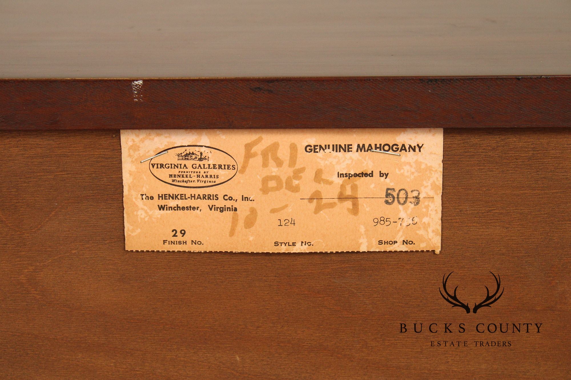 Henkel Harris Georgian Style Mahogany Ten Drawer Dresser