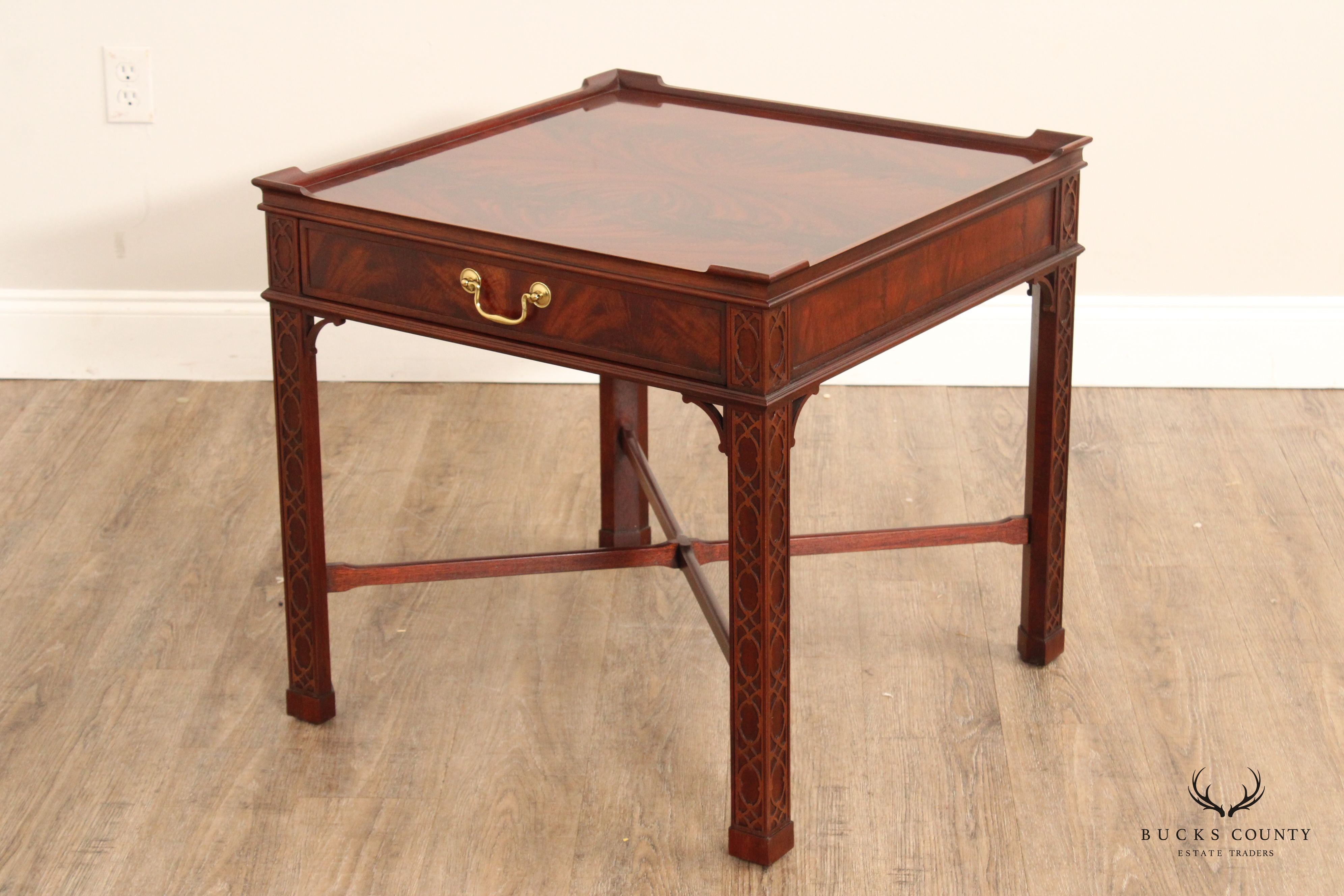 Baker Chinese Chippendale Style Mahogany Side Table