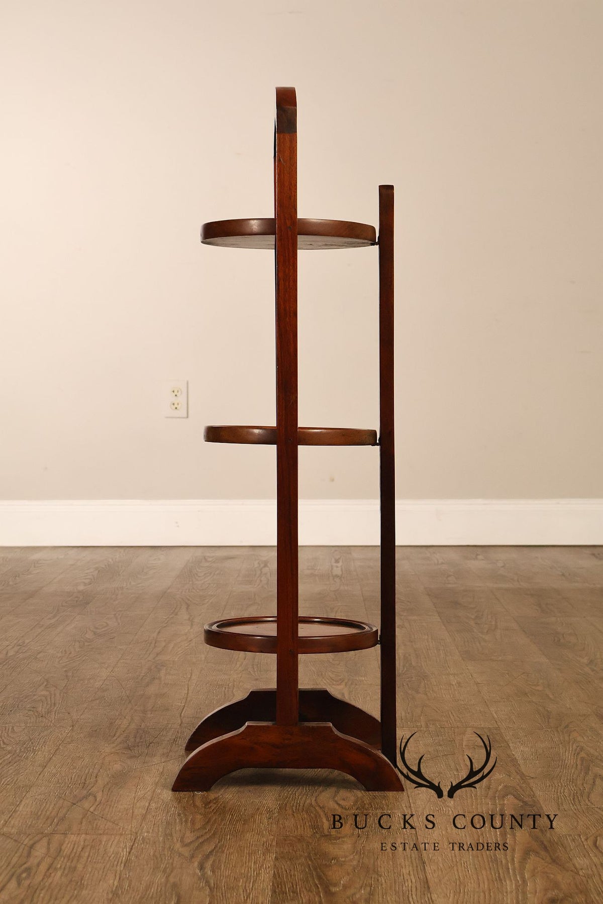 Mahogany Three Tier Collapsible Dumbwaiter Stand
