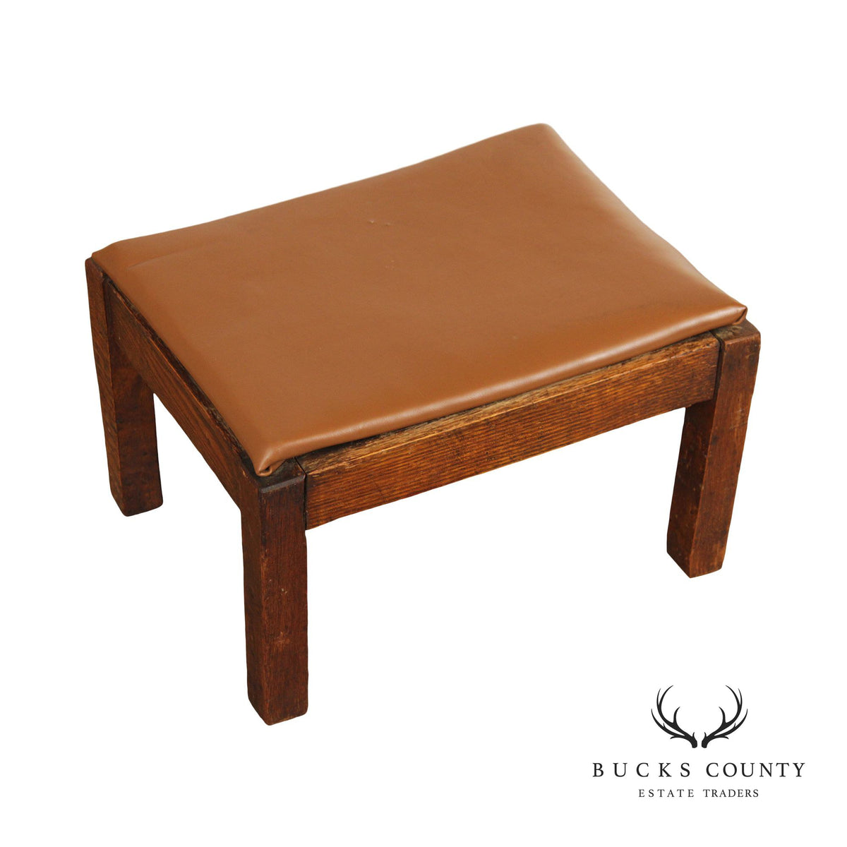 Mission Oak and Leather Foot Stool
