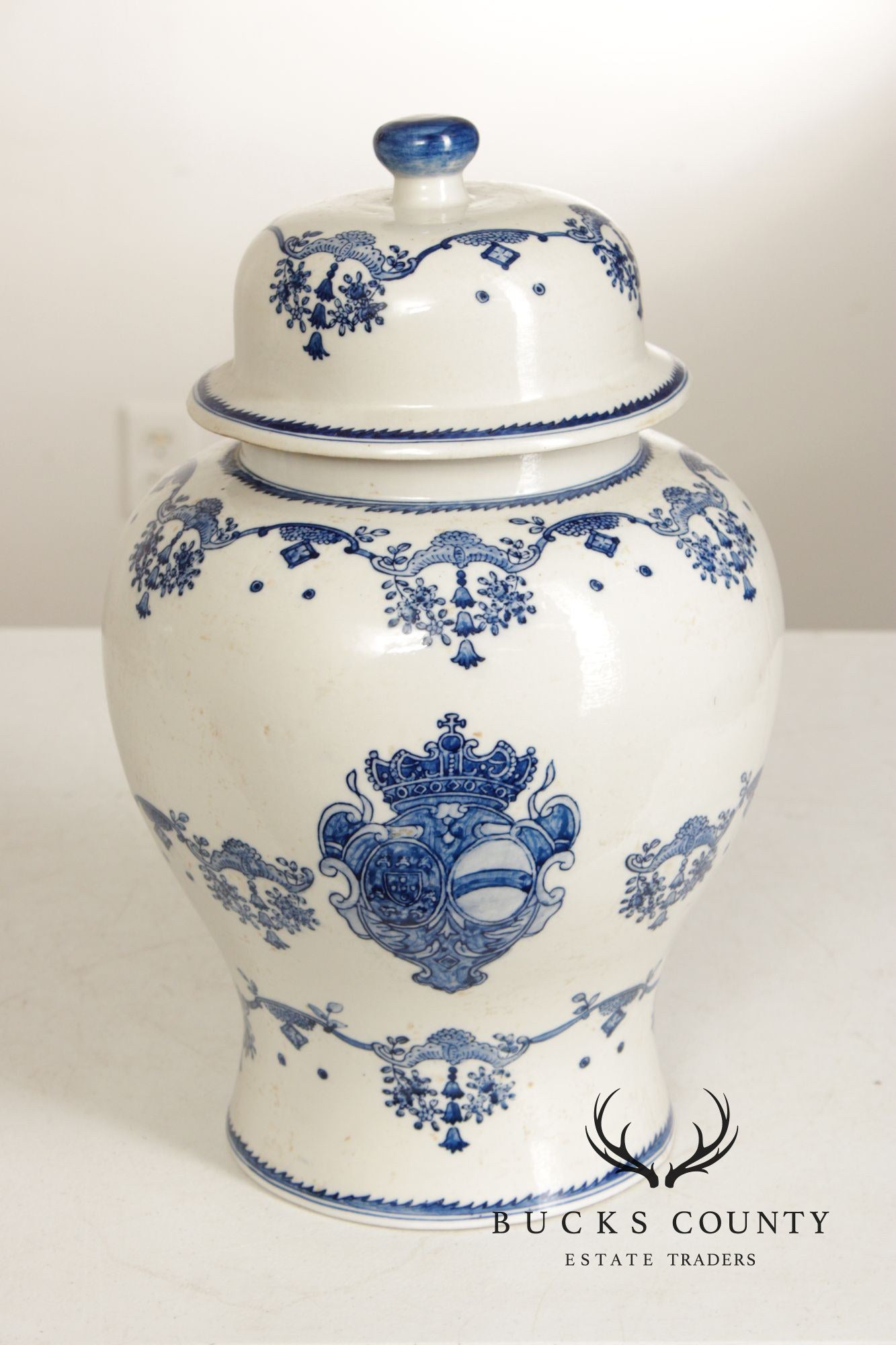 Vintage Pair of Blue and White Porcelain Ginger Jars