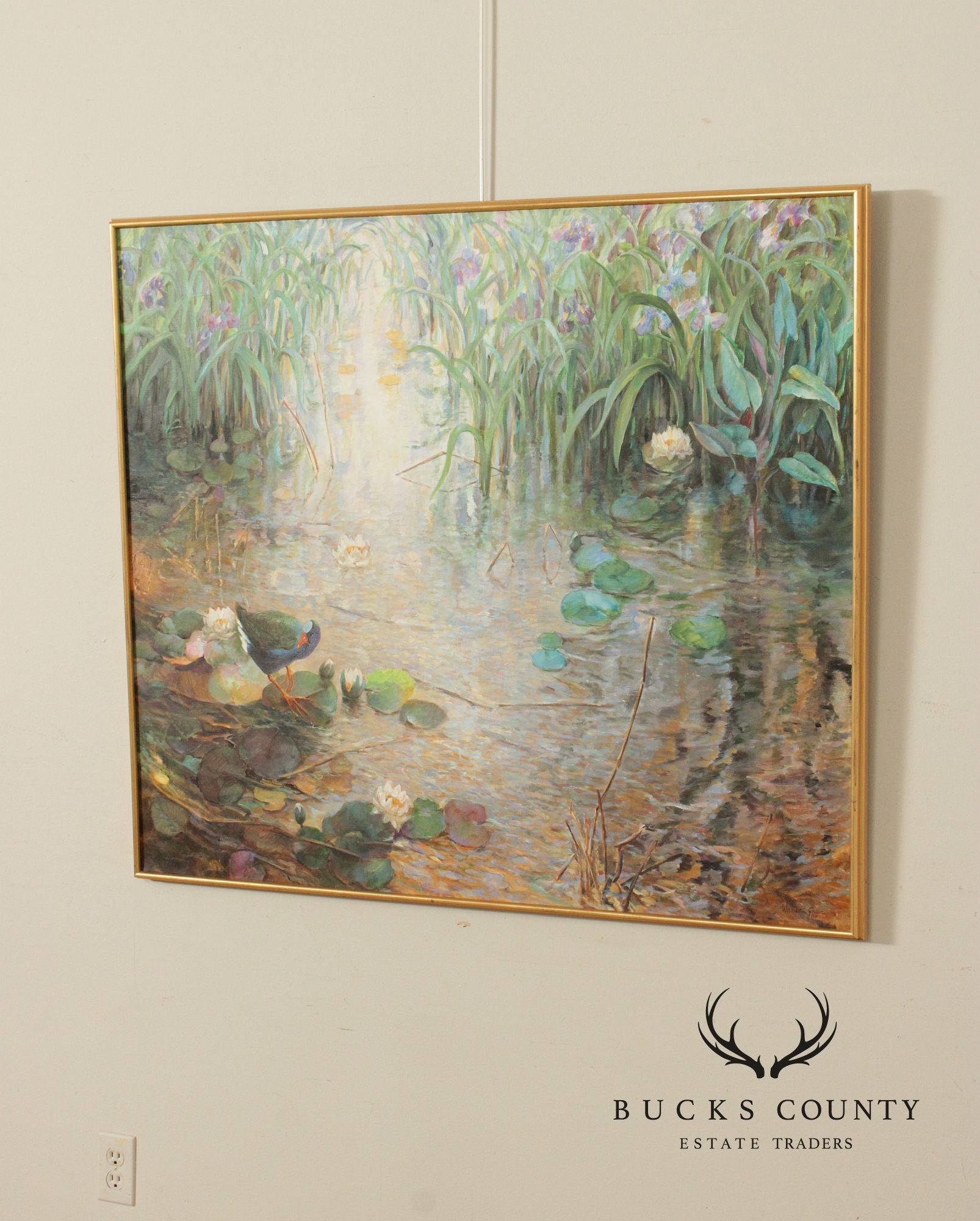Walter Greer Oil Painting, 'Pond with Galinule'