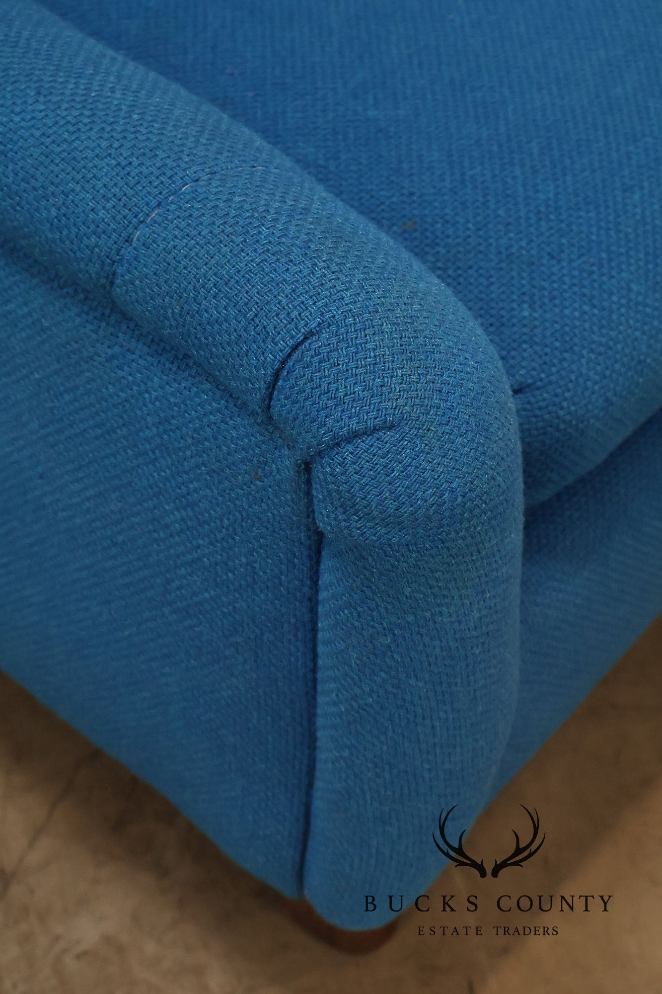 Vintage Schnadig Mid Century Modern Blue Upholstered Tufted Lounge Chair