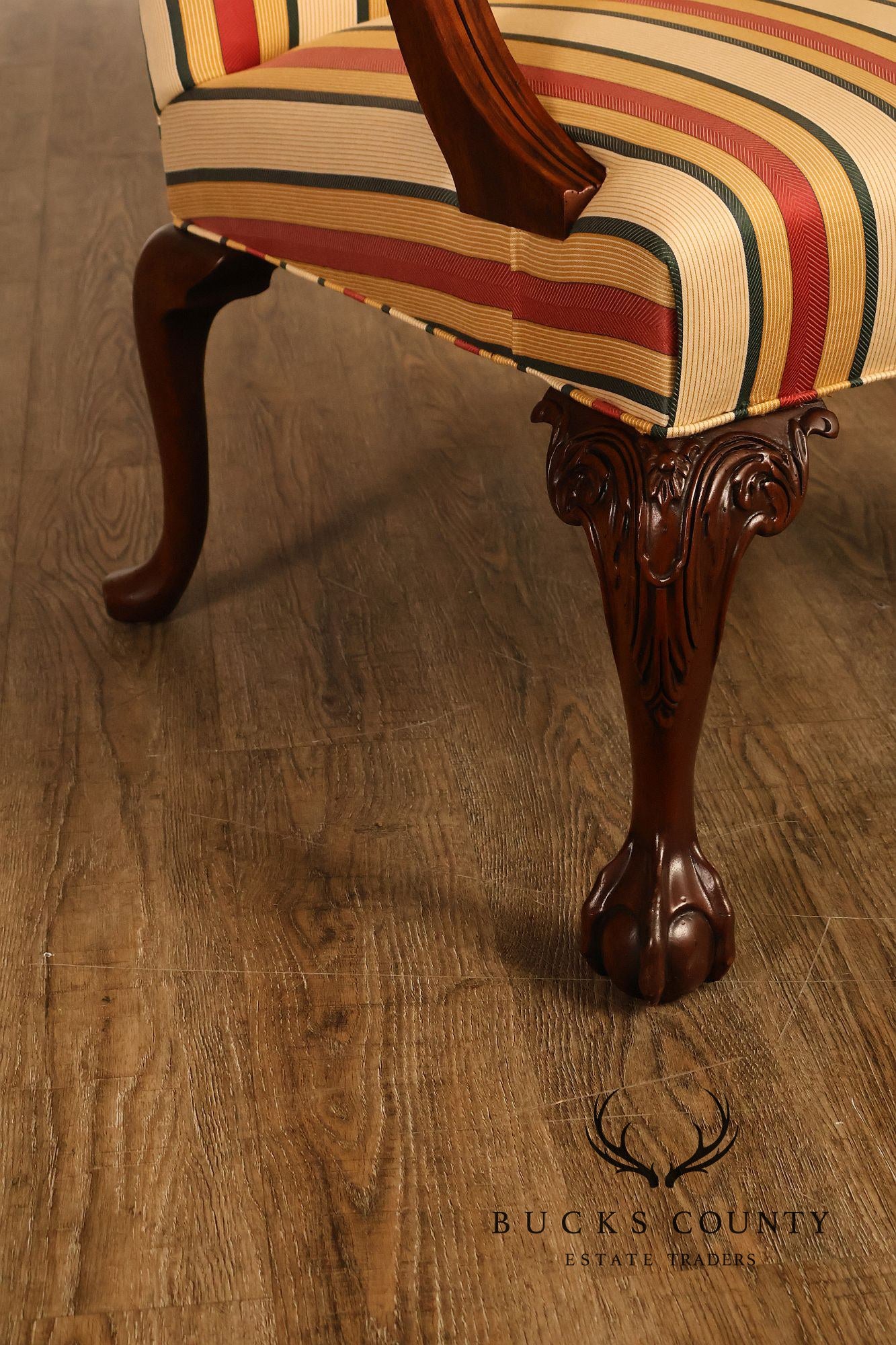 Southwood Chippendale Style Pair of Carved Mahogany Armchairs