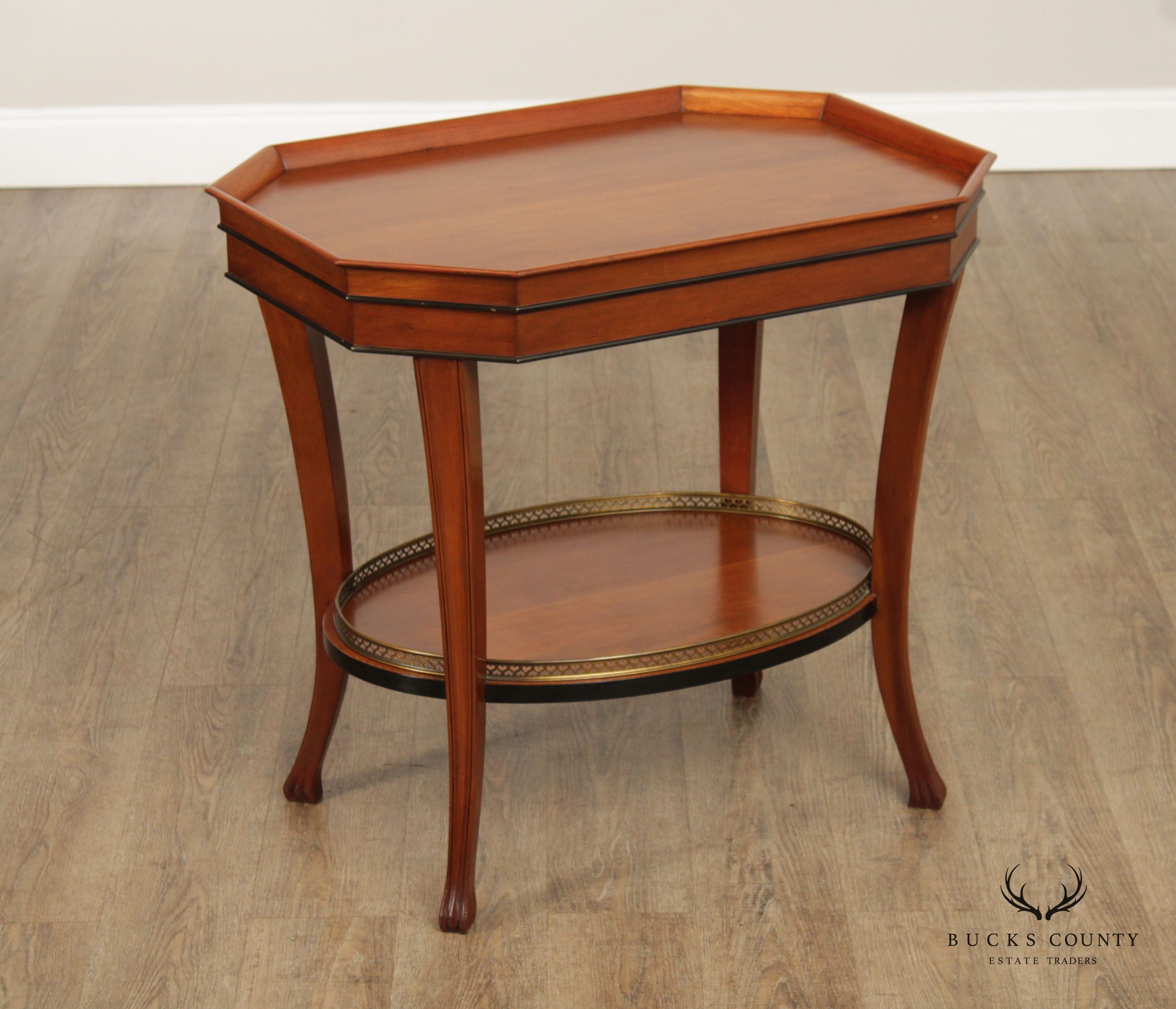 Regency Style Two-Tier Cherry Accent Side Table