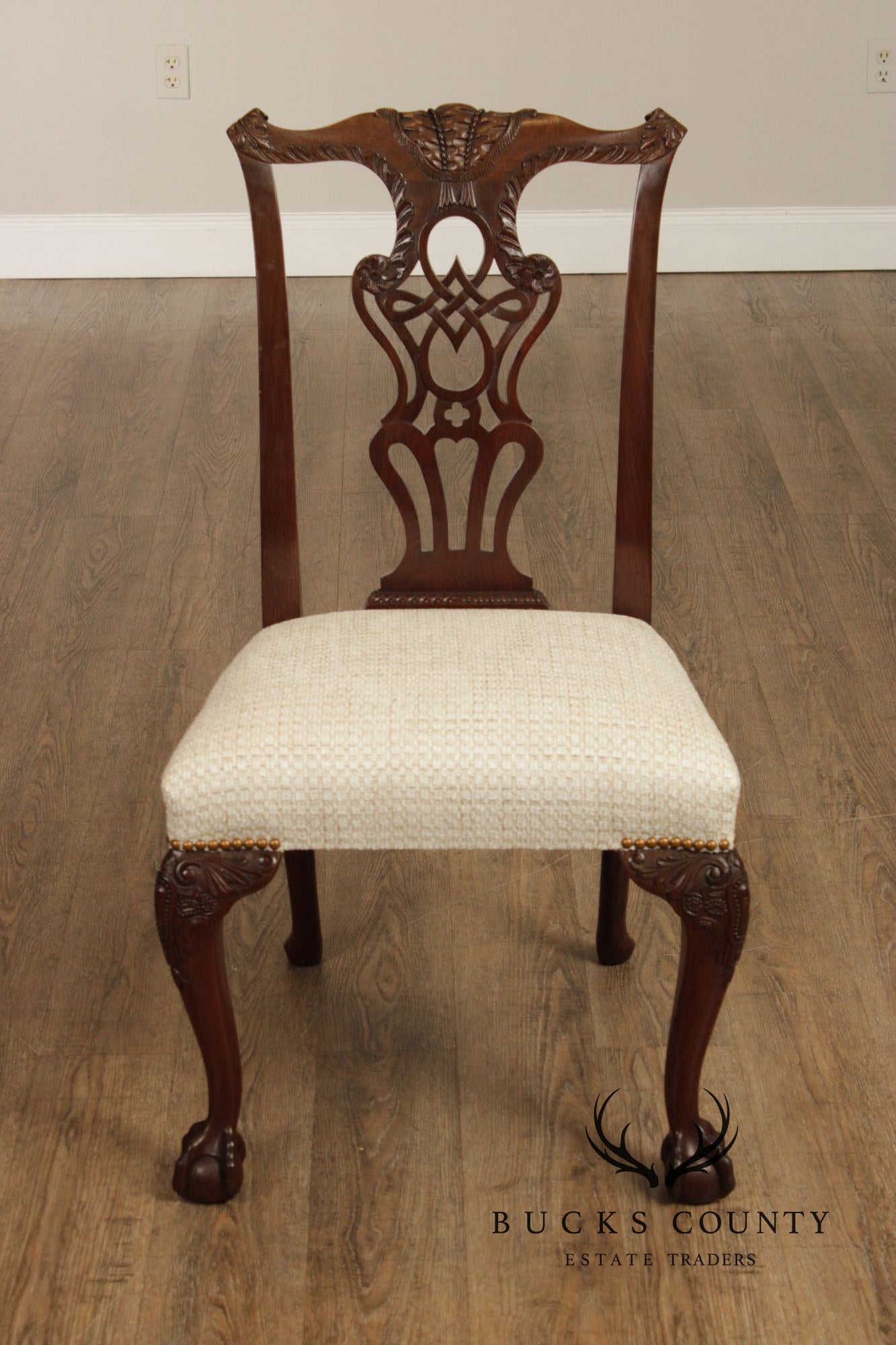 1940's Chippendale Style Custom Mahogany Set Of Six Dining Chairs
