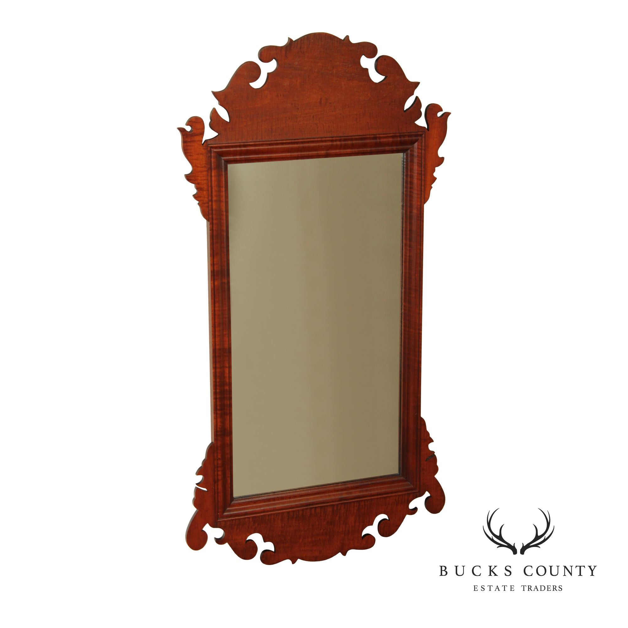 J.L. Treharn Chippendale Style Tiger Maple Wall Mirror