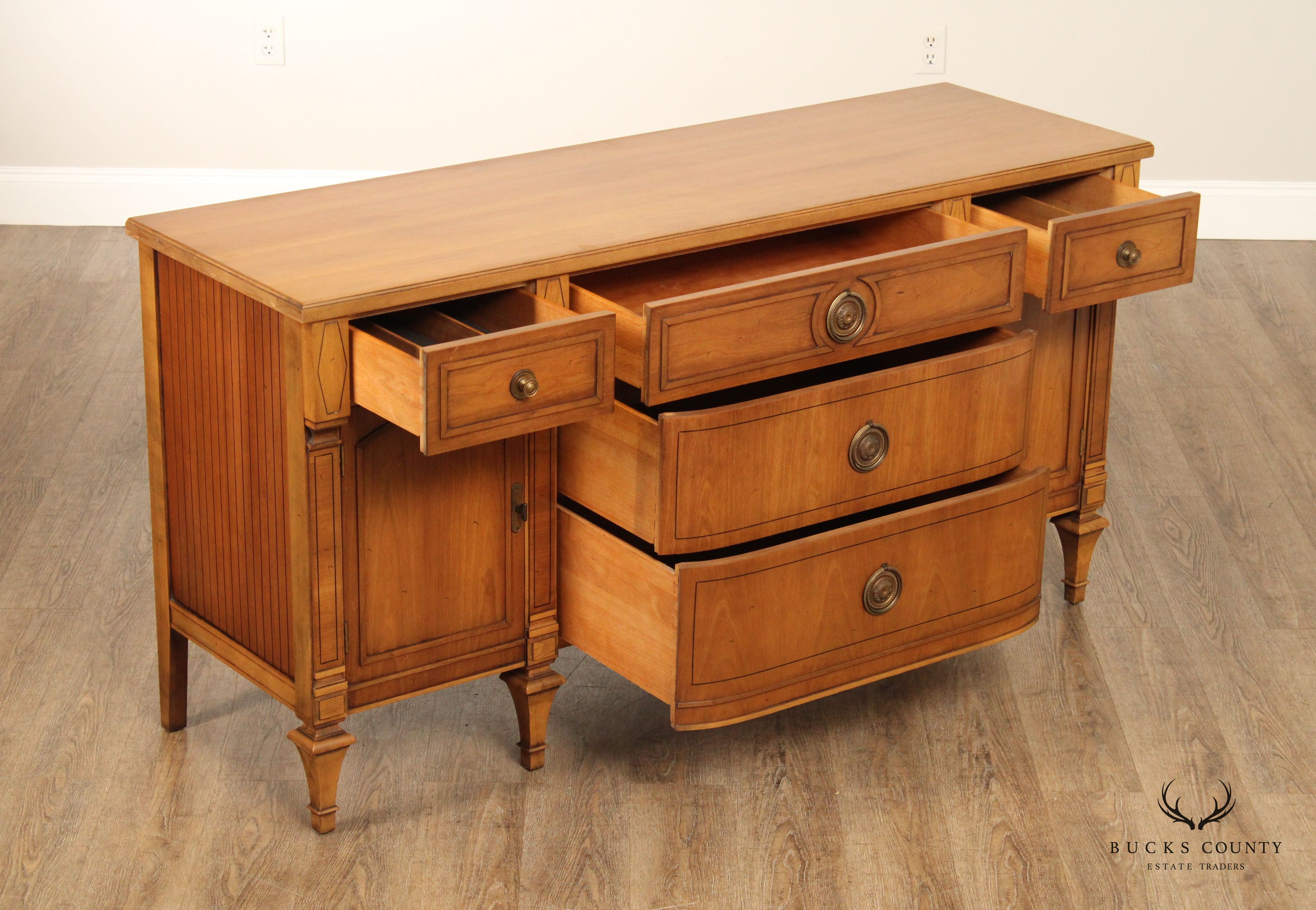 Vintage French Directoire Style Walnut Buffet Sideboard