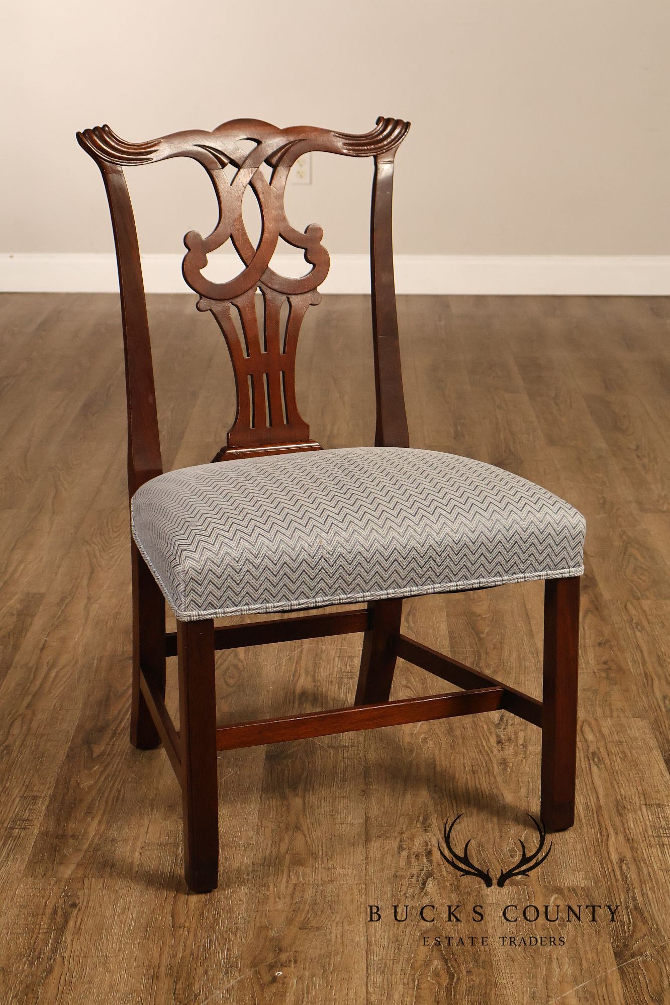 1940's Chippendale Style Set Of Eight Custom Mahogany Dining Chairs