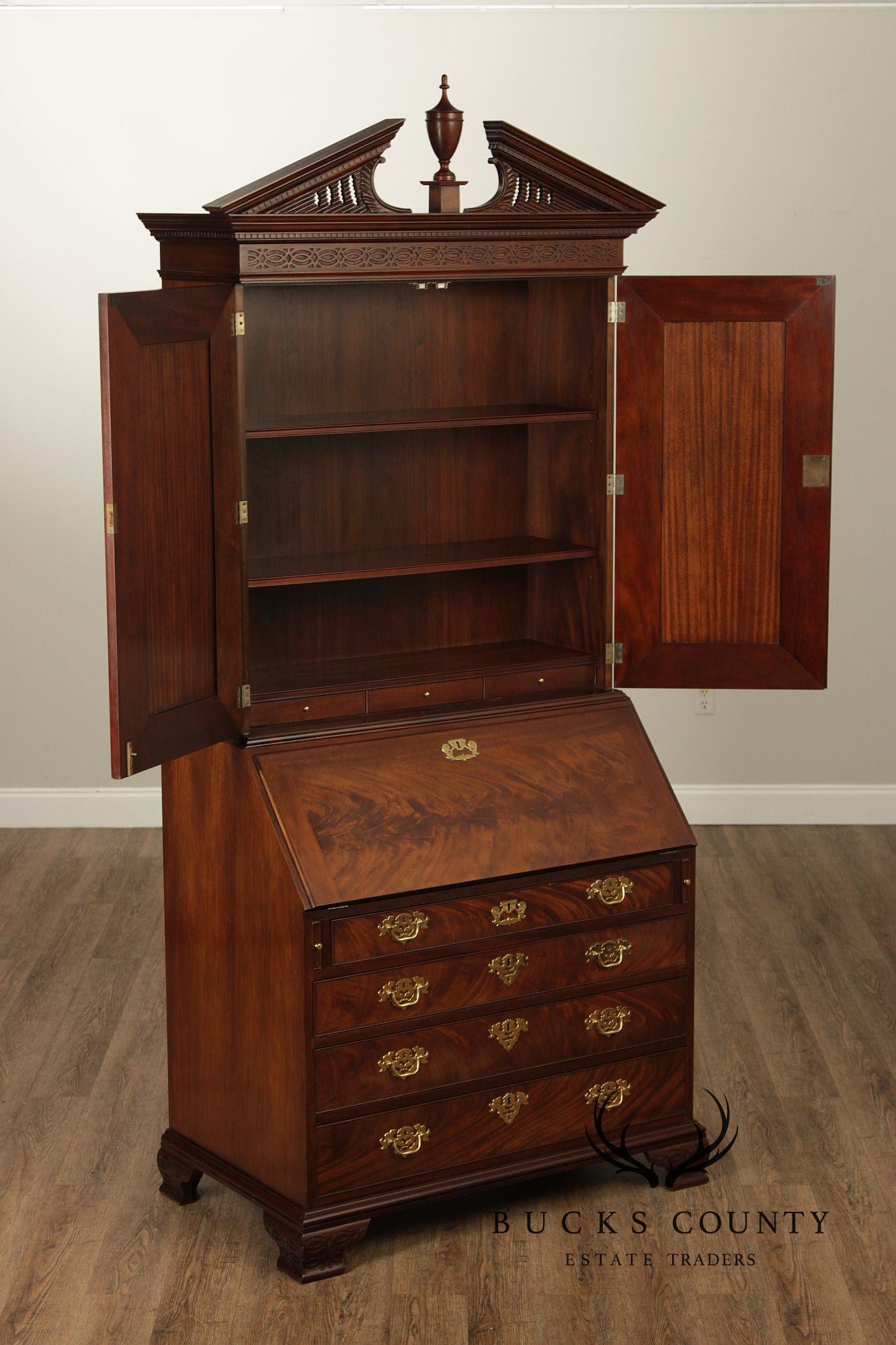 Baker Historic Charleston Collection Chippendale Style Mahogany Secretary Desk