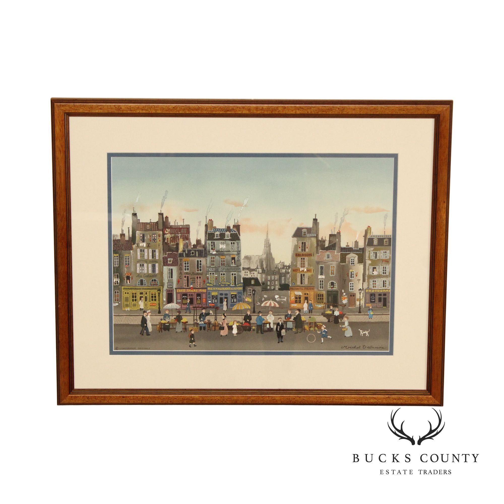 Michel Delacroix 'Marchand de Quatres Saisons' Framed Colored Lithograph