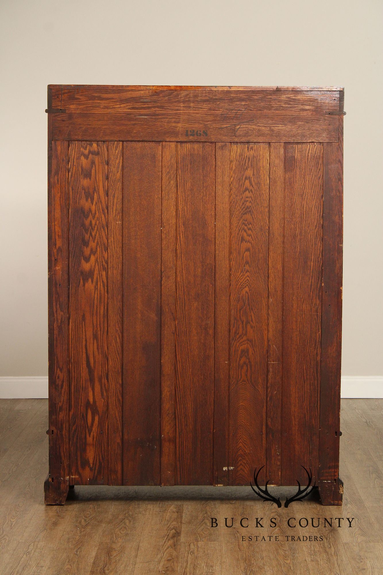 Antique Victorian Carved Oak Two-Door Bookcase