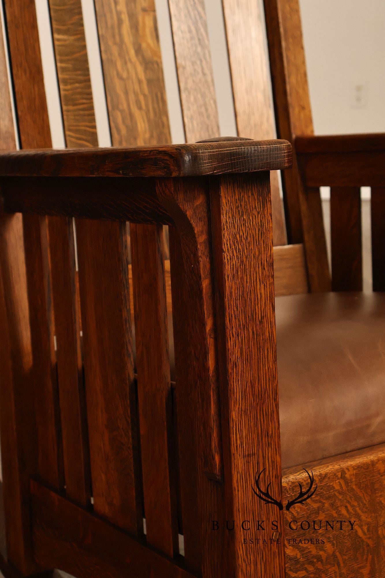 Antique Limbert Arts And Crafts Mission Oak High Back Rocking Chair