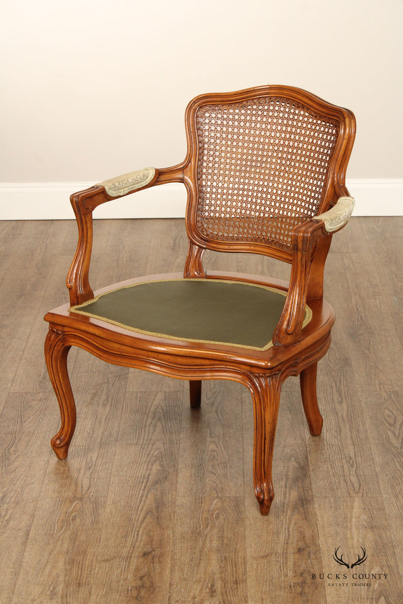 French Louis XV Style Carved Frame and Caned Fauteuil Armchair