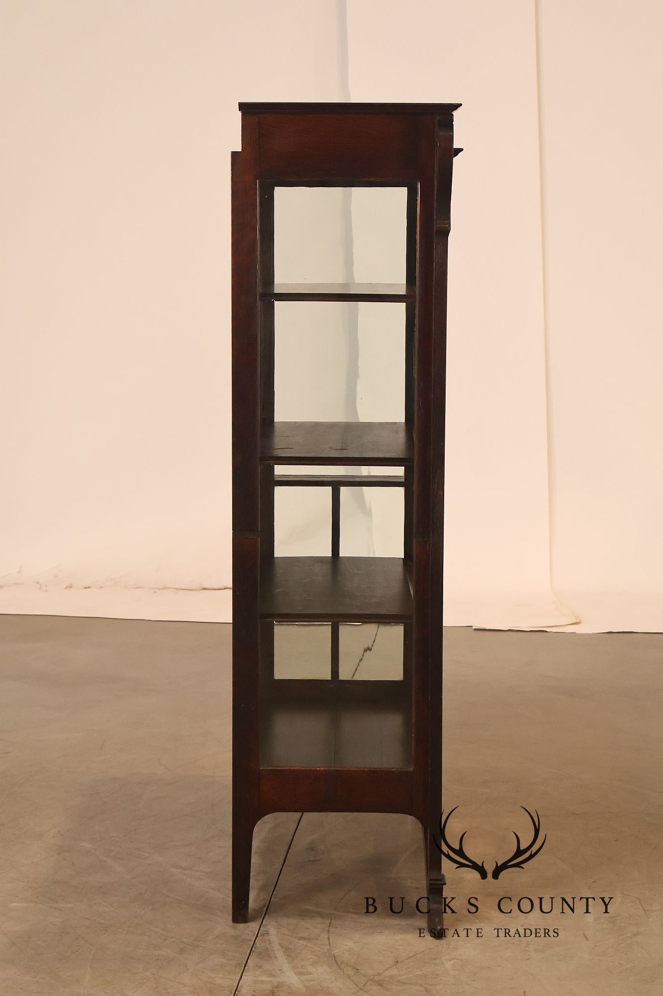 Antique Art Nouveau Leaded Glass Curio Cabinet