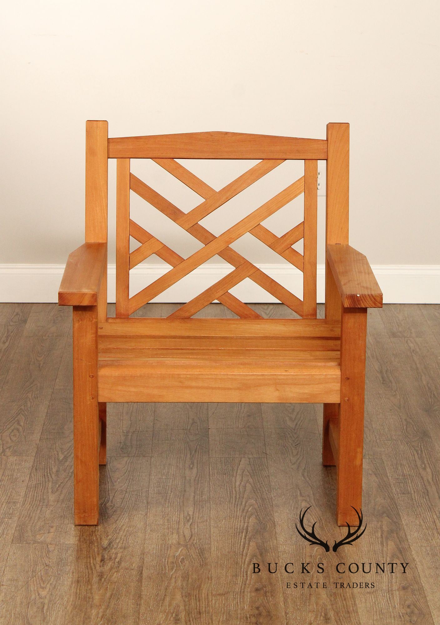 Charles Verey Pair of Teak Outdoor Patio Armchairs