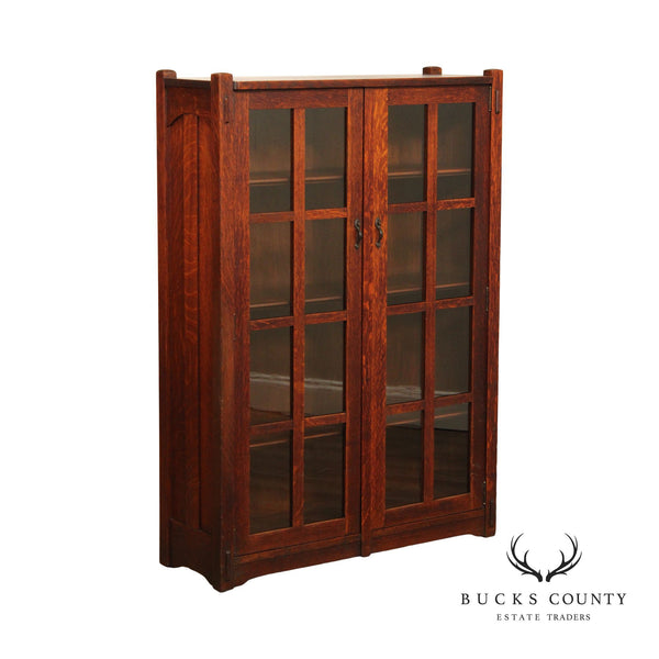 Stickley Brothers Antique Arts & Crafts Two-Door Oak Bookcase
