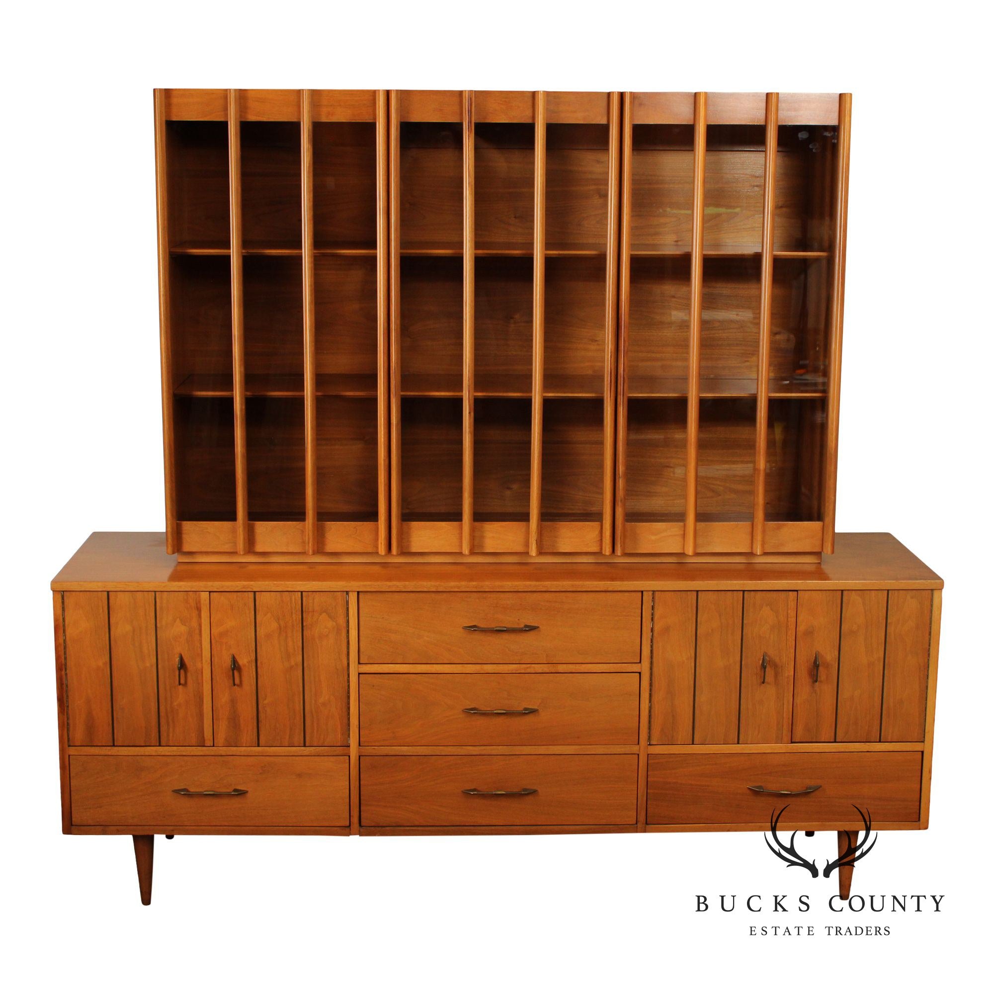 Mid Century Modern Walnut Sideboard Hutch